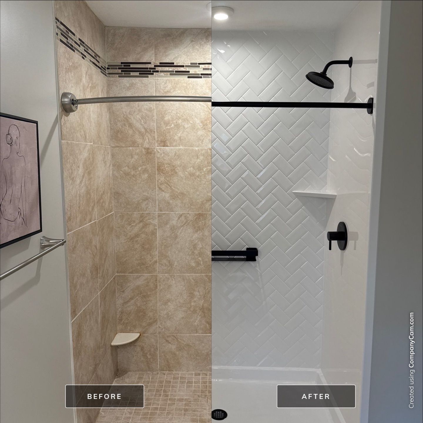 Custom Jacuzzi Walk-In Shower Remodel with Stone-Look Tile in Traverse City by Rainbow Seamless Systems