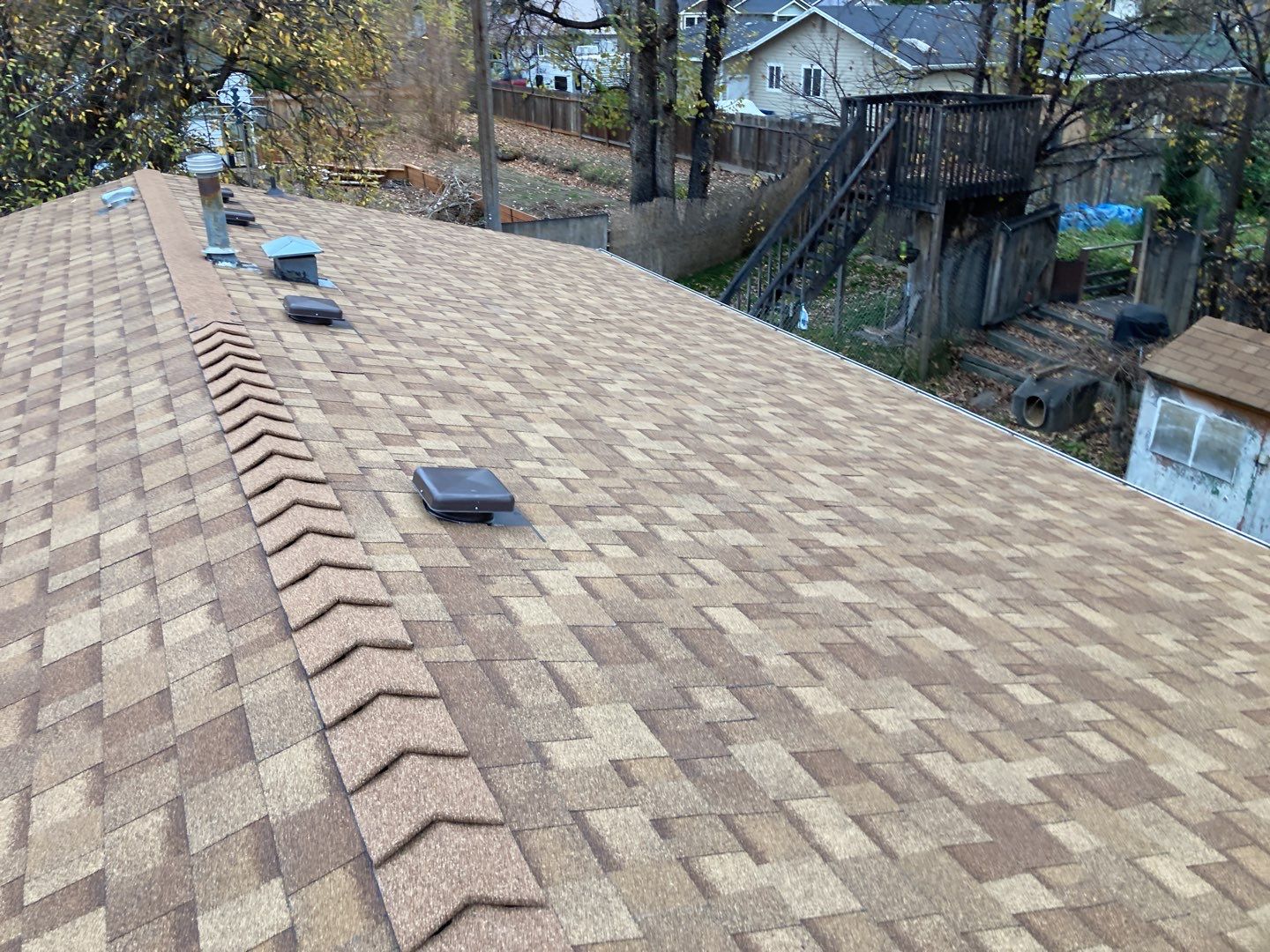 Boise home with new Duration Shingles in Desert Tan color by ID Roofing LLC