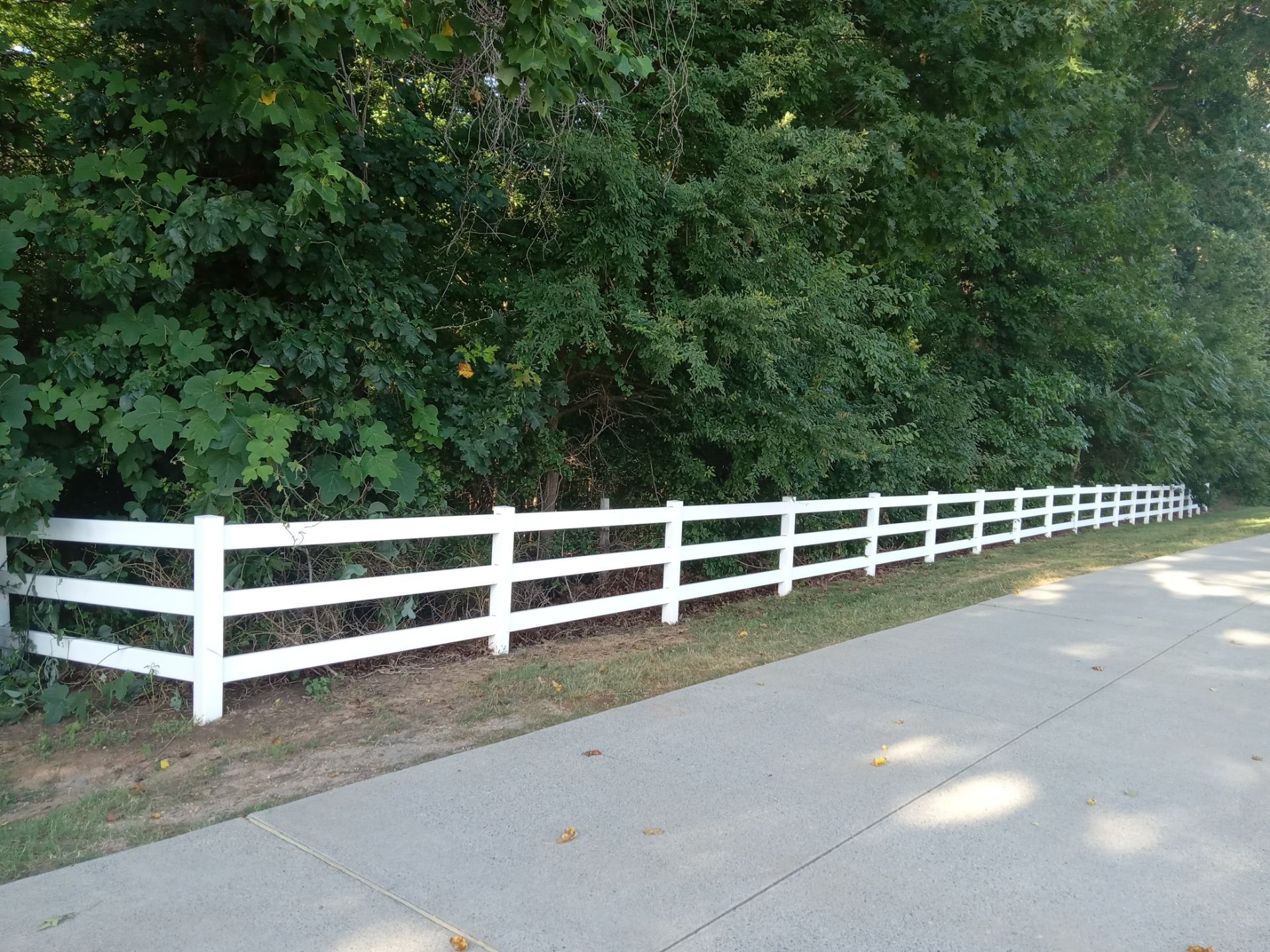 pressure washing white fence and concrete sidewalk removing dirt mildew for clean appearance