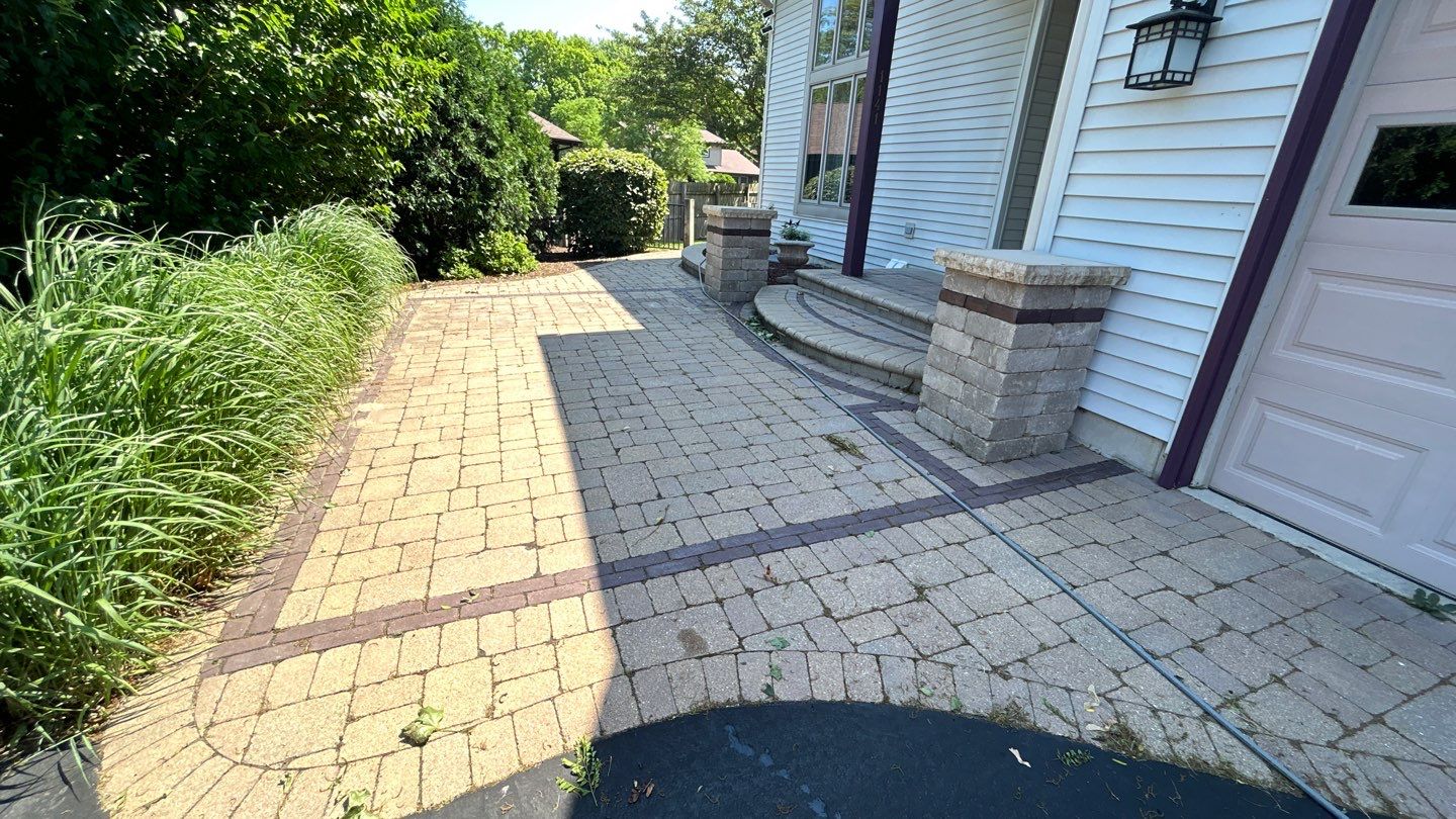 Brick paver clean, sand and seal.  using Polysweep polymeric sand by Northern Power Washing LLC.