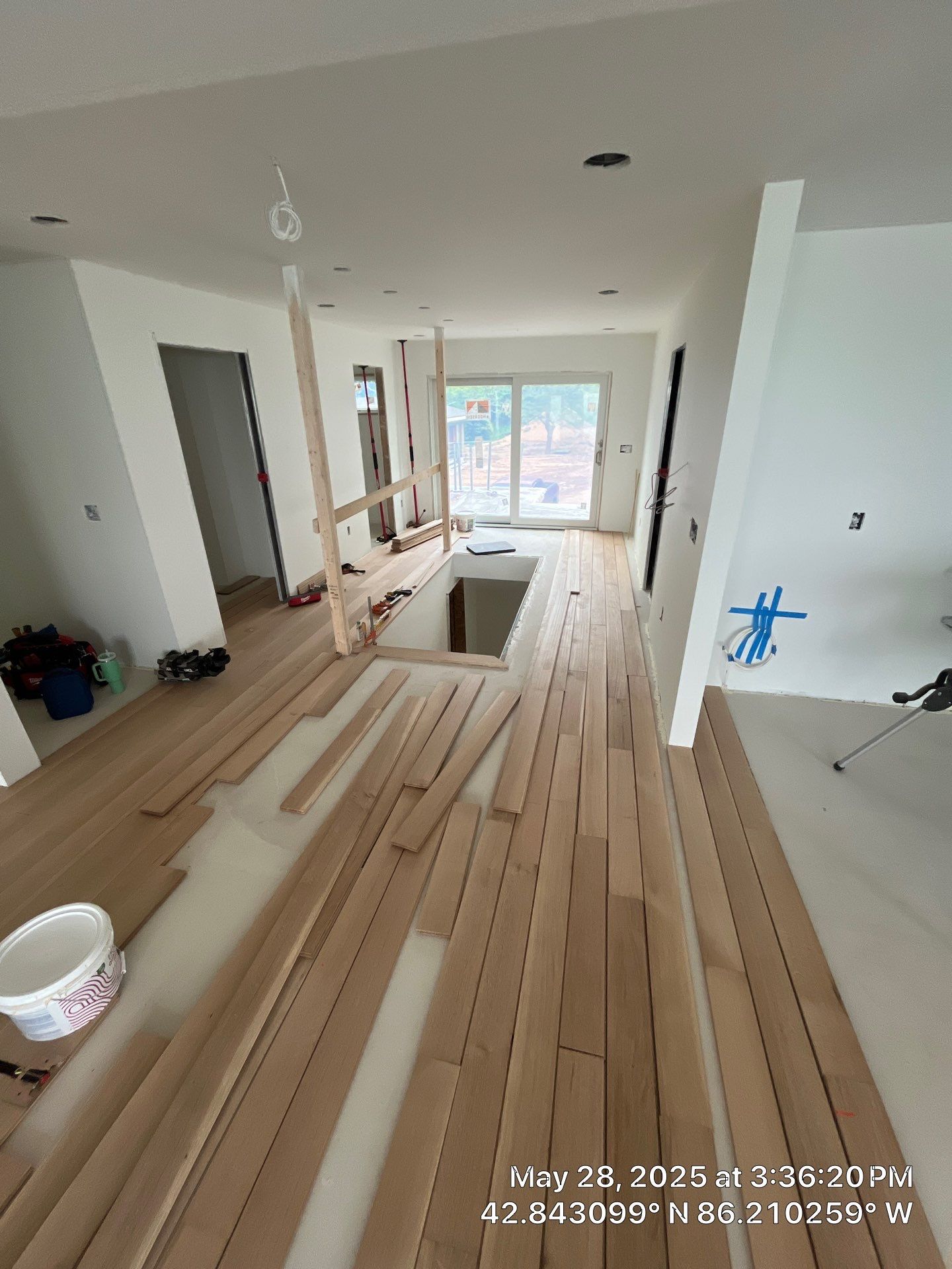 This project has it all!!!! Custom Flooring, Leveling Service, Custom Stair parts and pieces, risers, blue pad cover - all inclusive service from RTB! by RTBaldwin Hardwood Floors