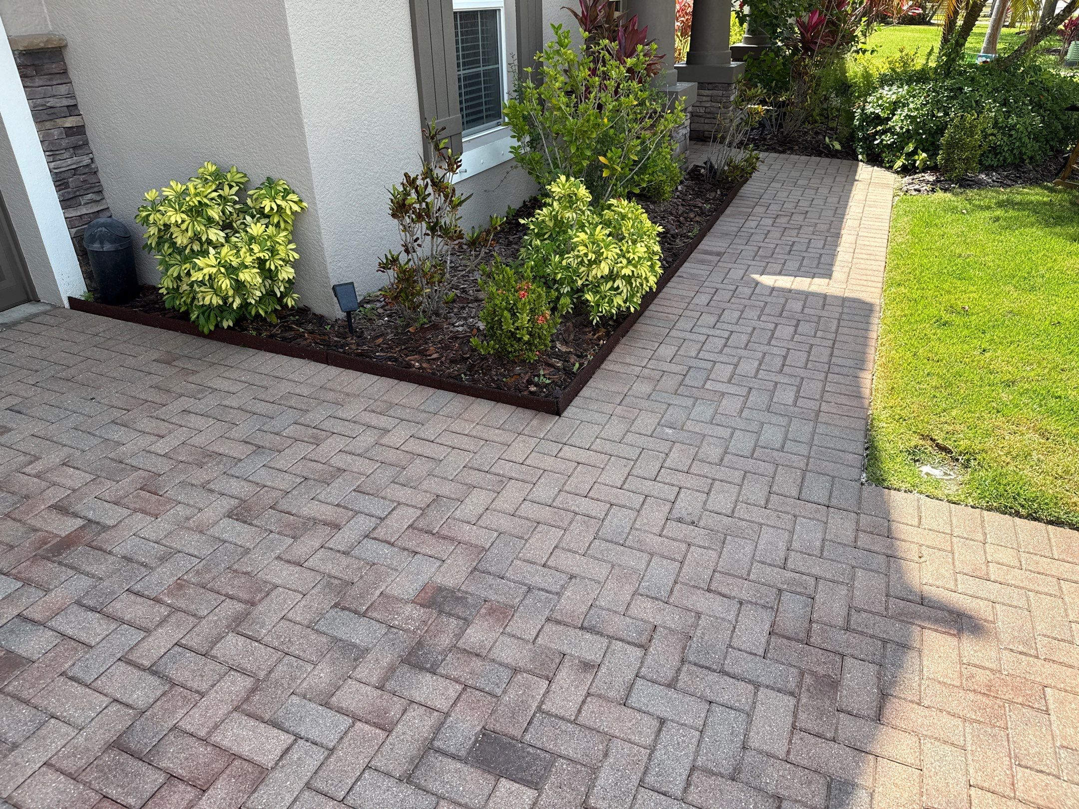 3-Car Paver Driveway & Entryway Cleaning | Oakleaf Hammock Community, Ellenton, FL by Sunshine AquaWash