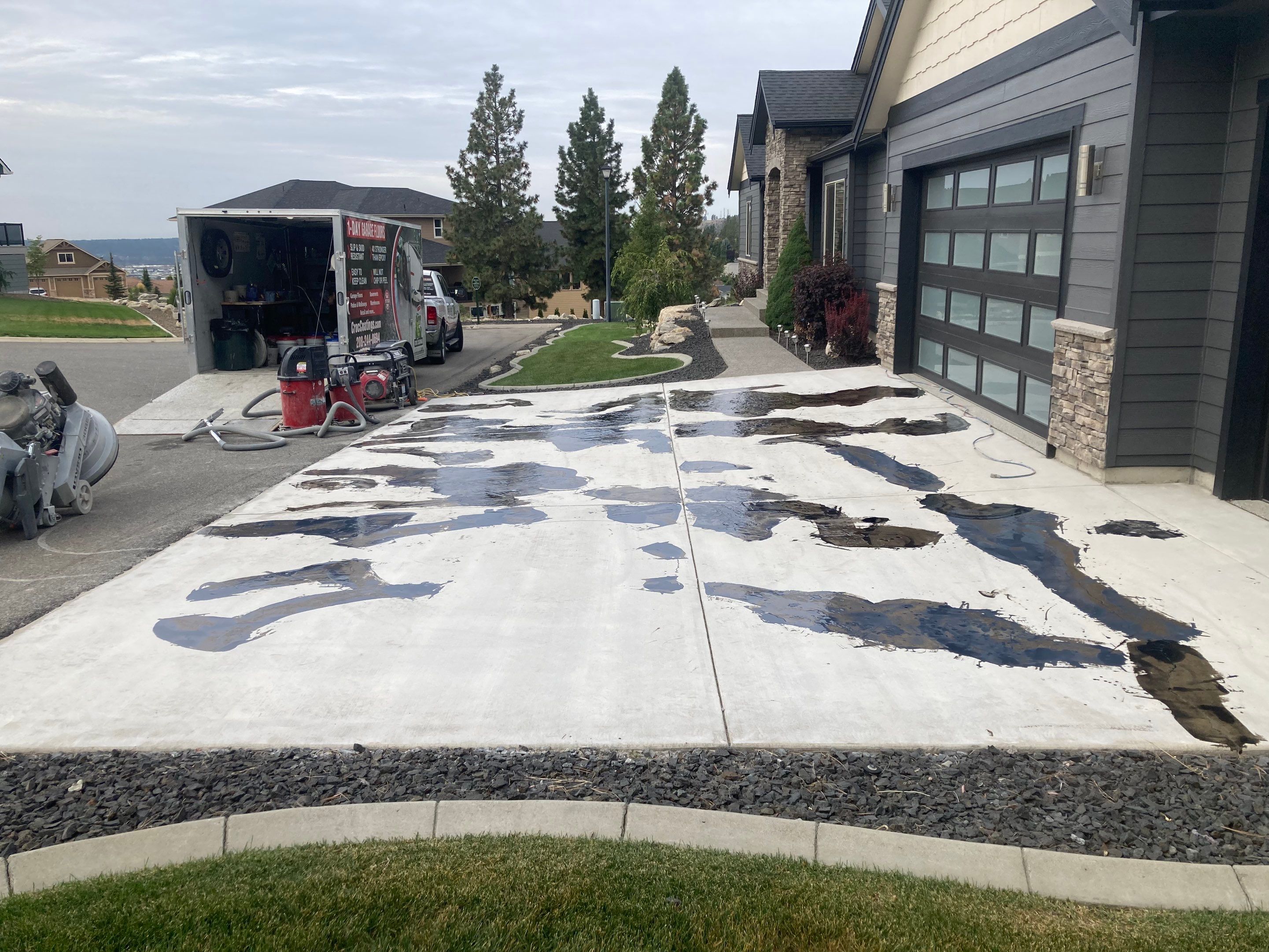 Driveway Transformation using Mediterranean Colorway by Croc Coatings, LLC