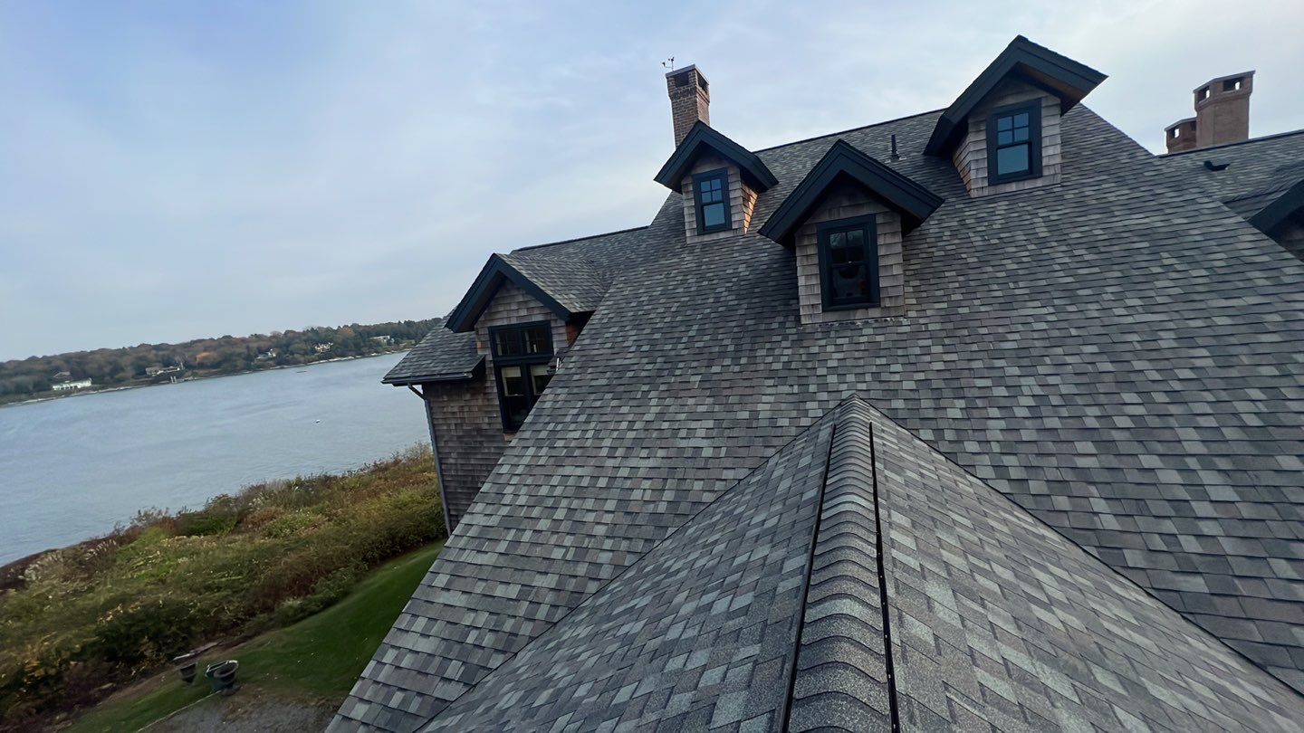 Waterfront Roof Replacement - Mackerel Cove, Jamestown, RI  by Rinaldi Brothers