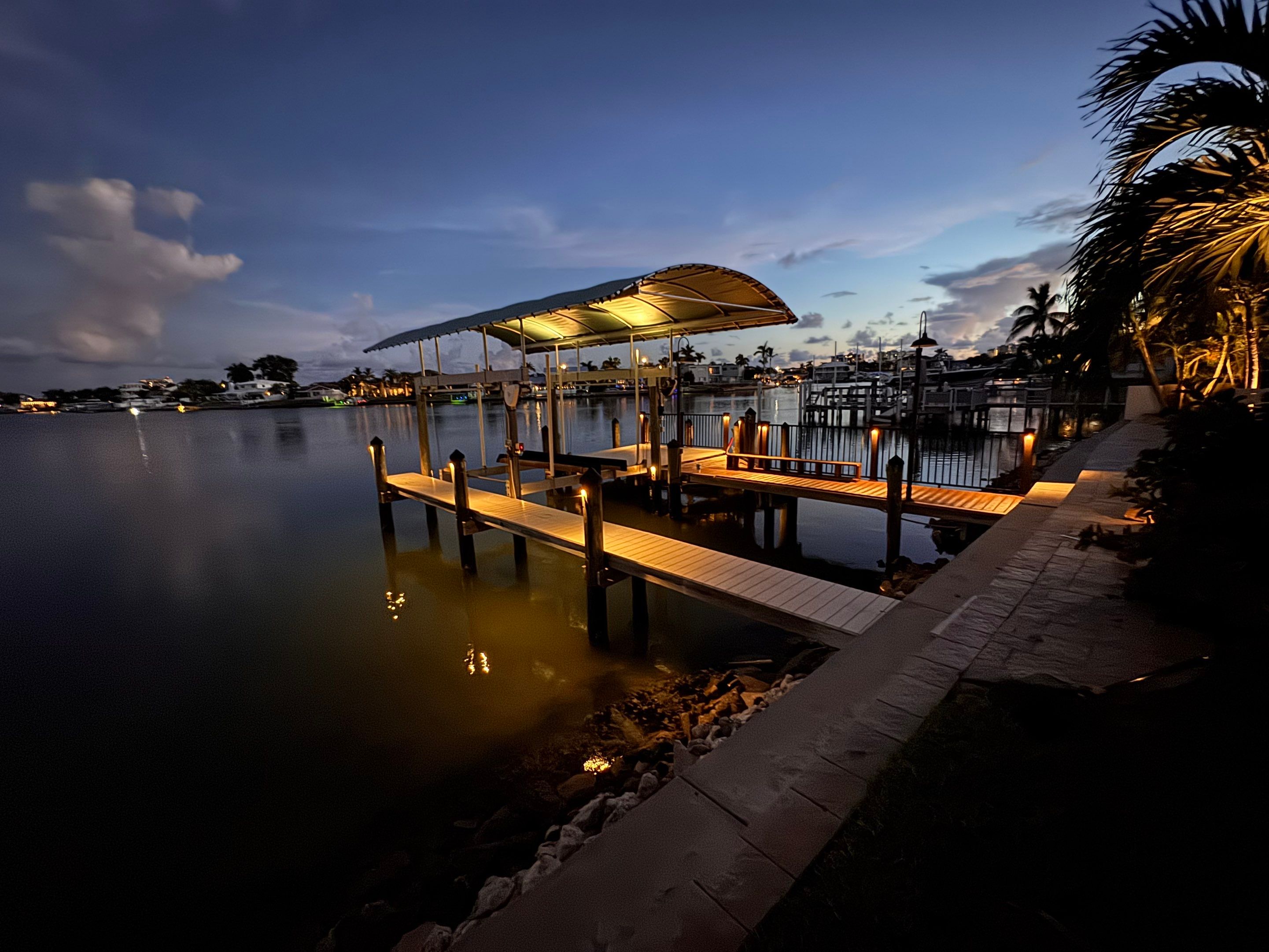 Waterfront Dock Lighting and Architectural Sconce Installation in St. Petersburg by Elegant Accents