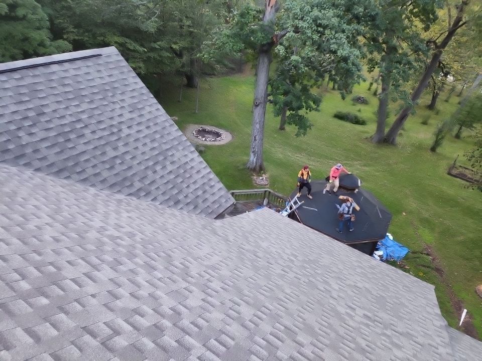Roof Installation on Home, Garages, and Gazebo with GAF HDZ Shingles in Cedarburg, WI by Gellings Roofing and Siding LLC