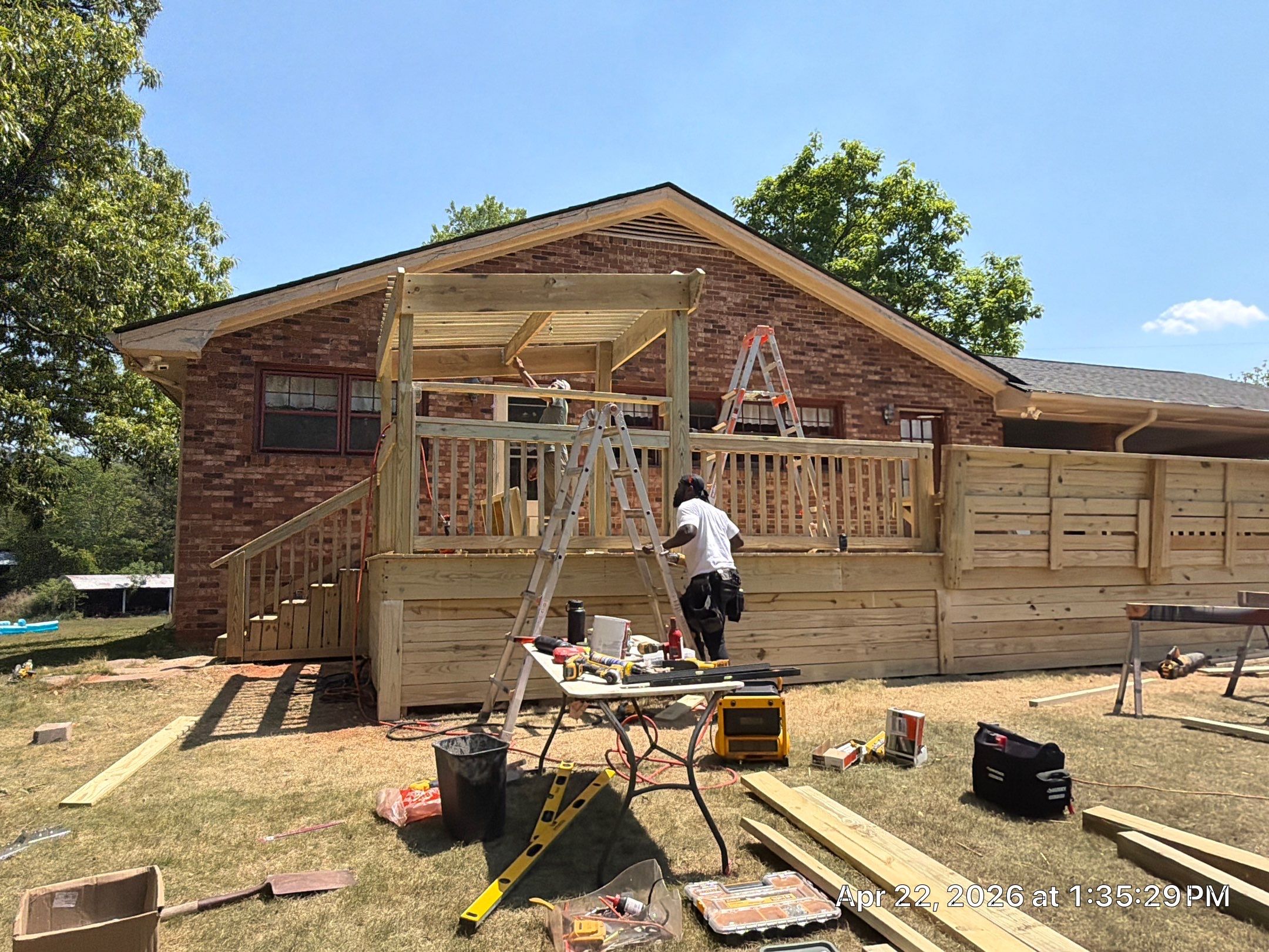 Custom Pressure-Treated Wood Deck and Pergola Build in Social Circle by PGP Surface Solutions, LLC