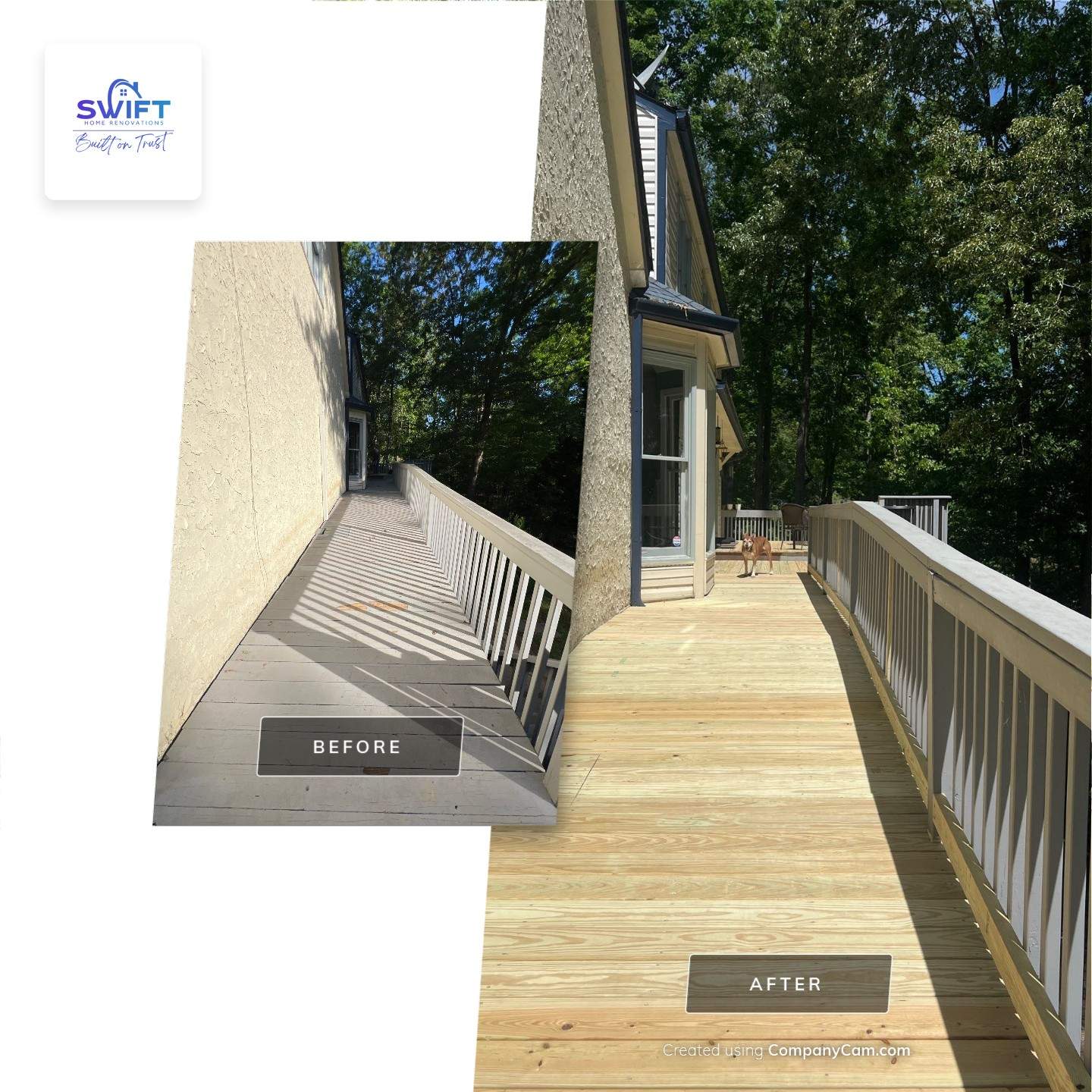 Pressure-Treated Wood Deck Resurfacing and Staircase Reconstruction in Canton by Swift Home Renovations