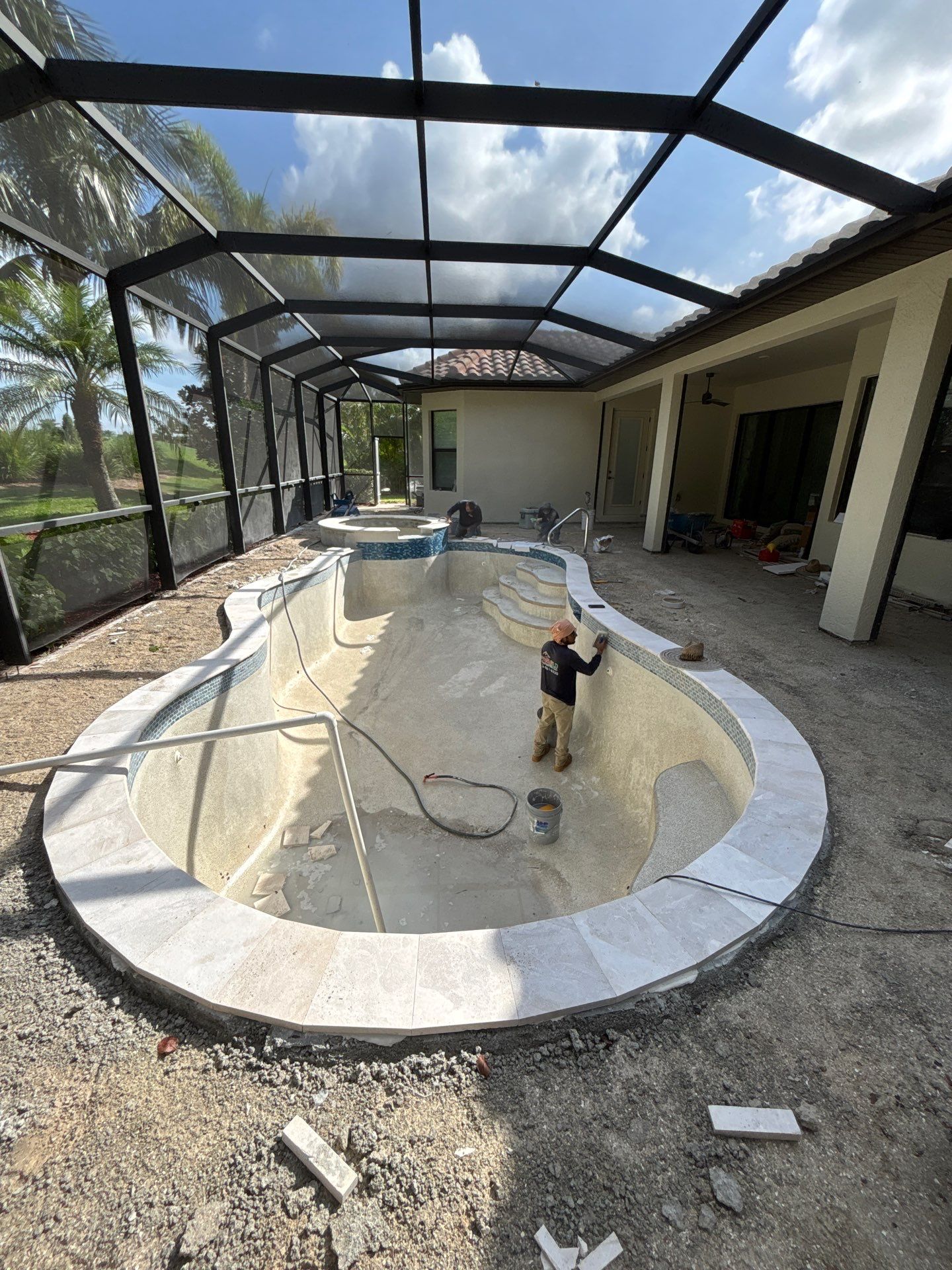 Textured Marble Pool Deck - Bonita National Golf & Country Club by Old Town Pavers Llc