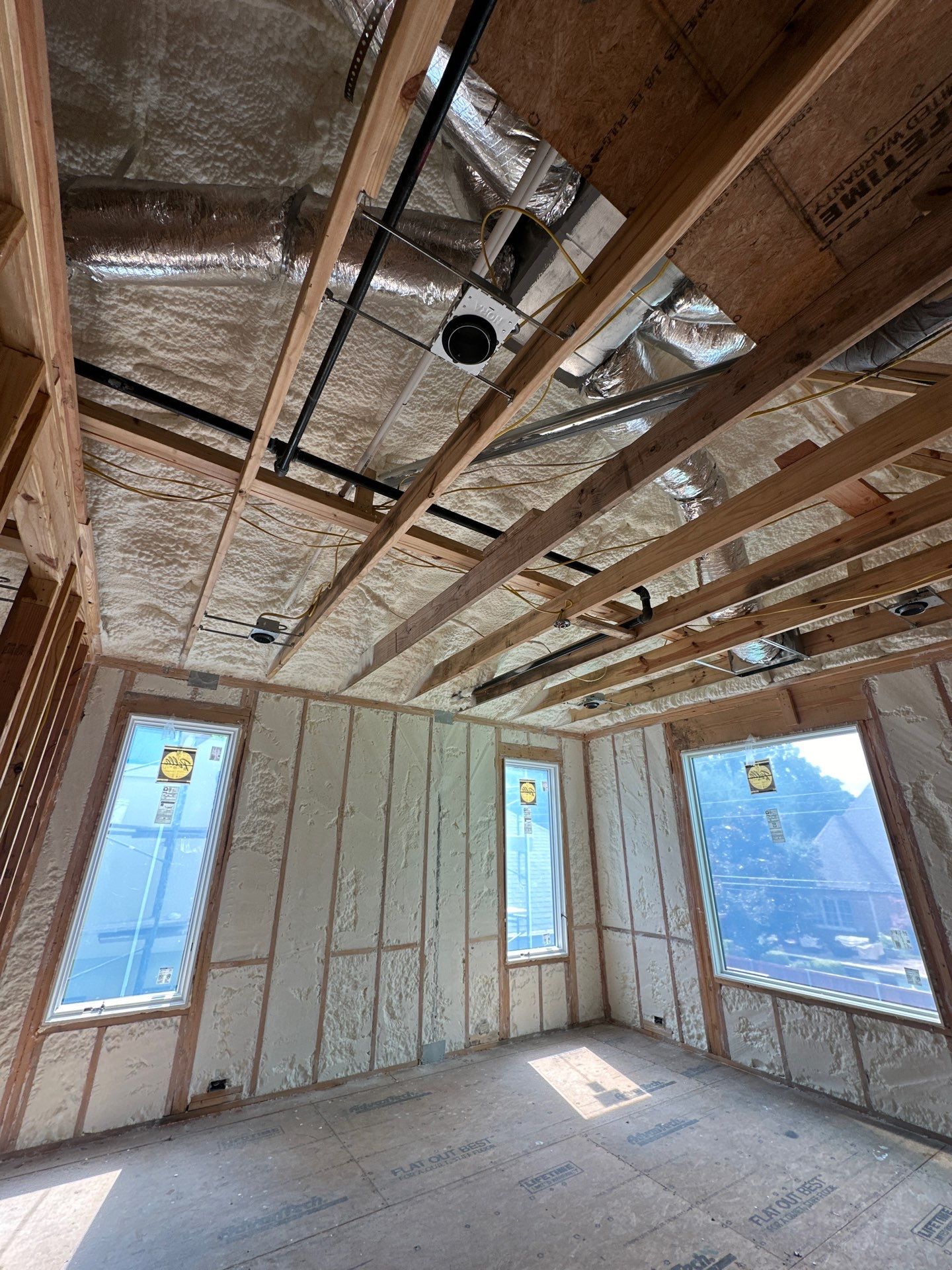 Open cell spray foam job completed at this beautiful custom home in Dallas TX by Apex Insulation Solutions