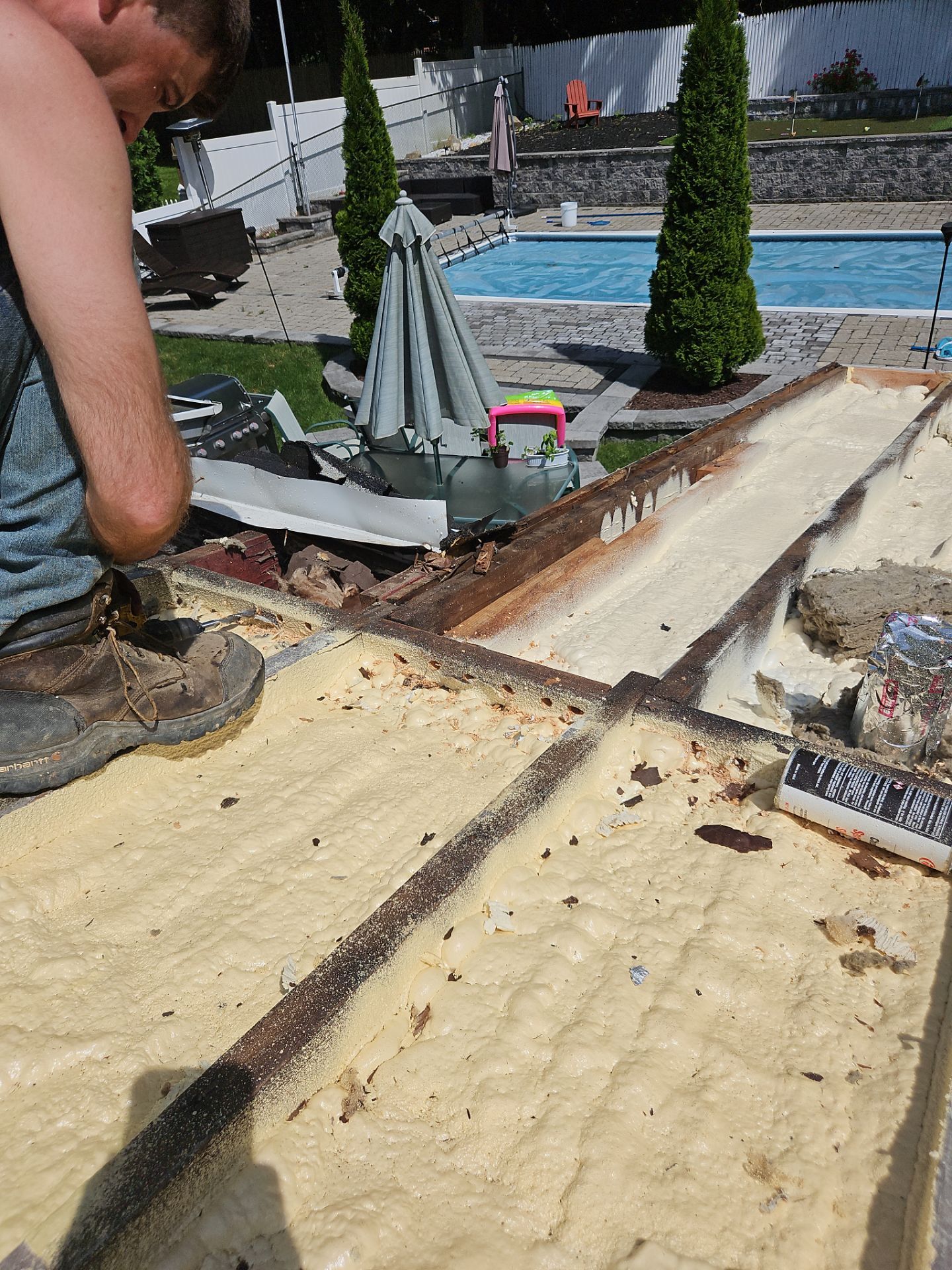 Exterior Installation using Closed Cell Spray Foam by NYS Foam & Energy