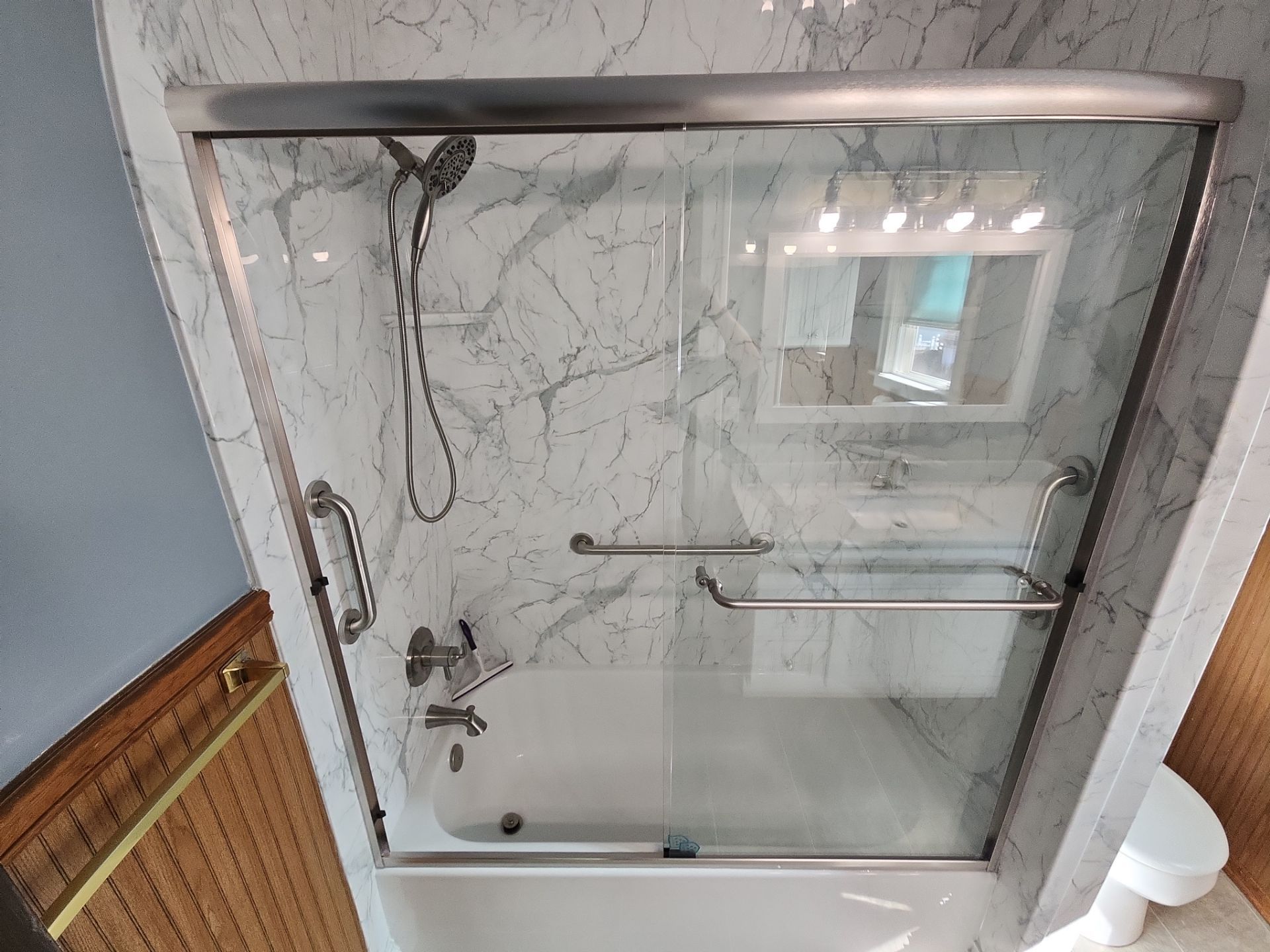 Phase II: Santorini White with Brushed Nickel by Rome Bath Remodeling