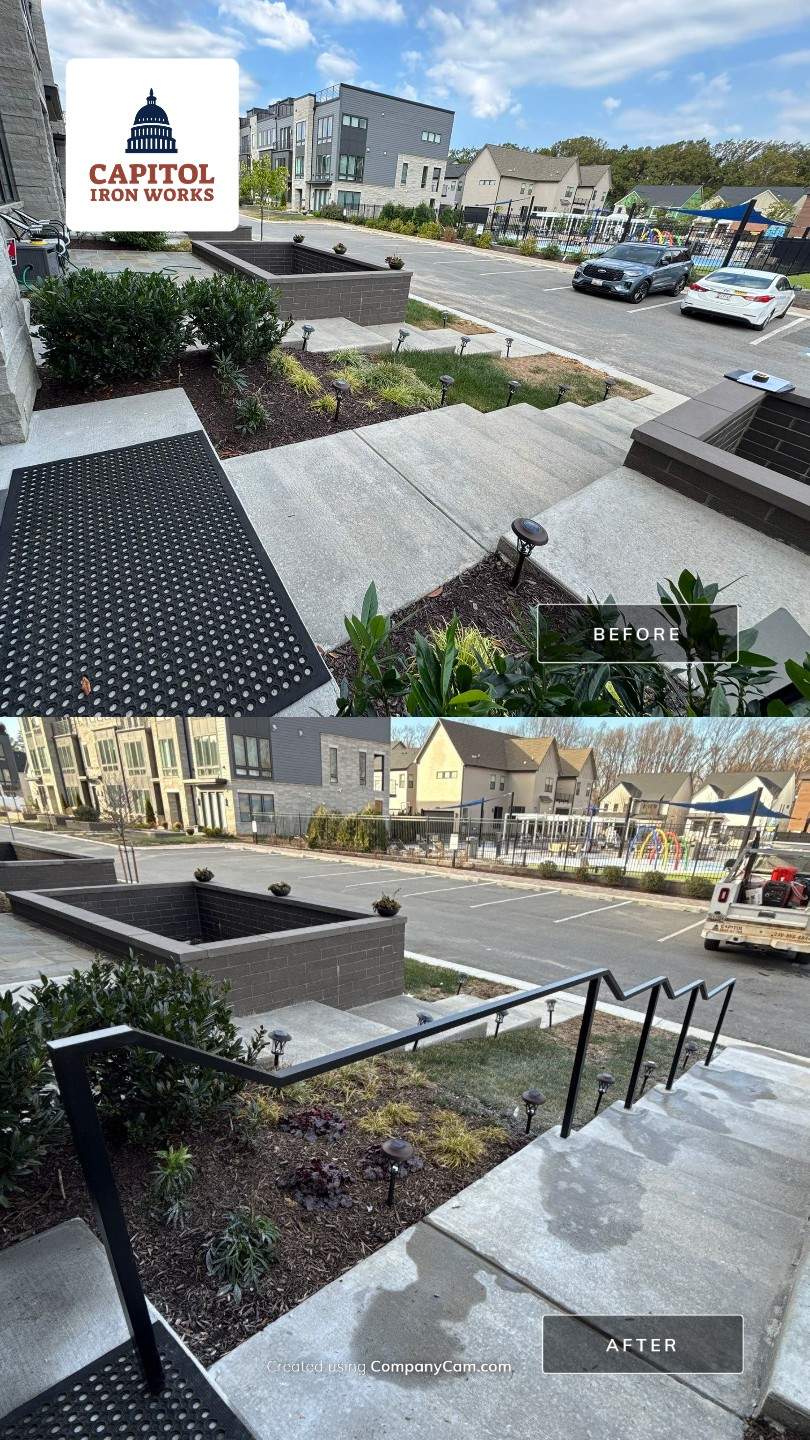 Minimalist Custom Handrail with Square & Rectangular Tubing – Bethesda, MD by Capitol Iron Works