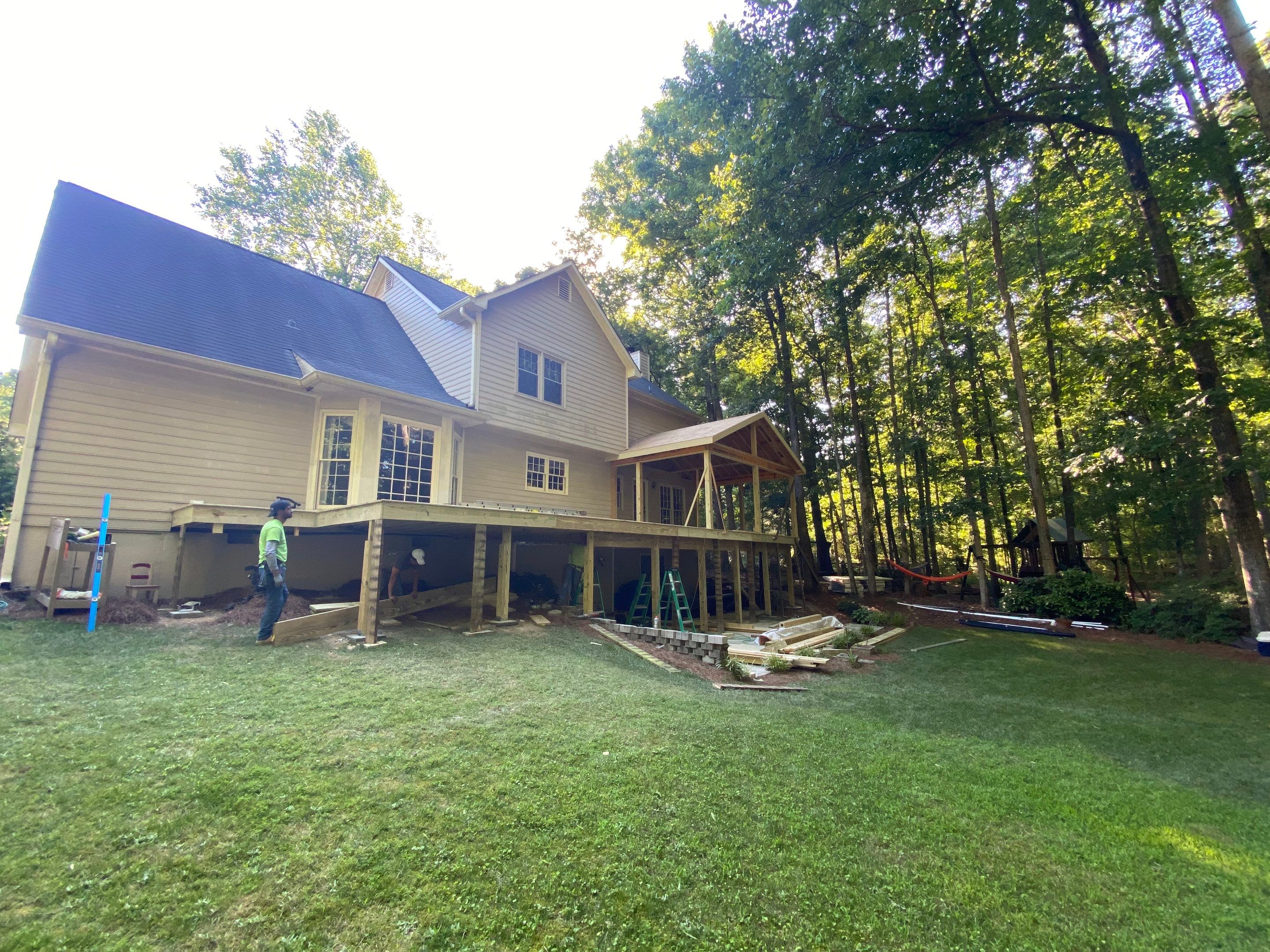 Custom Elevated Wood Deck and Screened Porch in Marietta by Swift Home Renovations