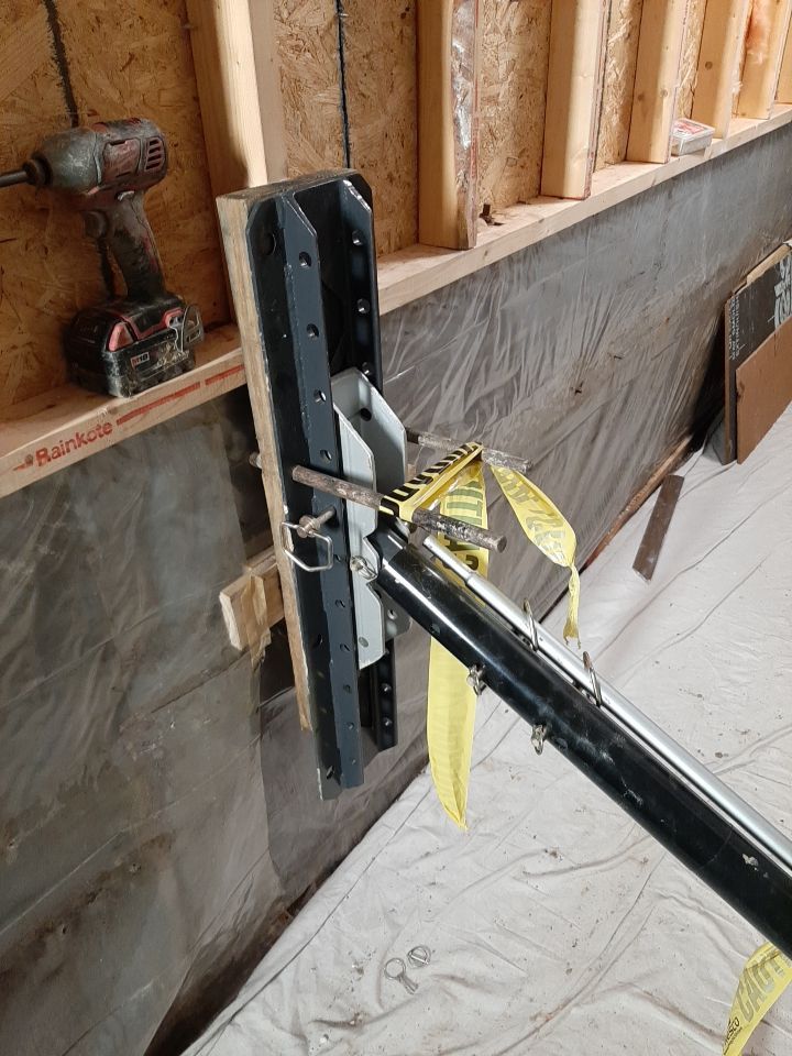 Exterior Deep Waterproofing System with Wall Push Back and Steel Beams Reinforcement by Toledo Basement Repair