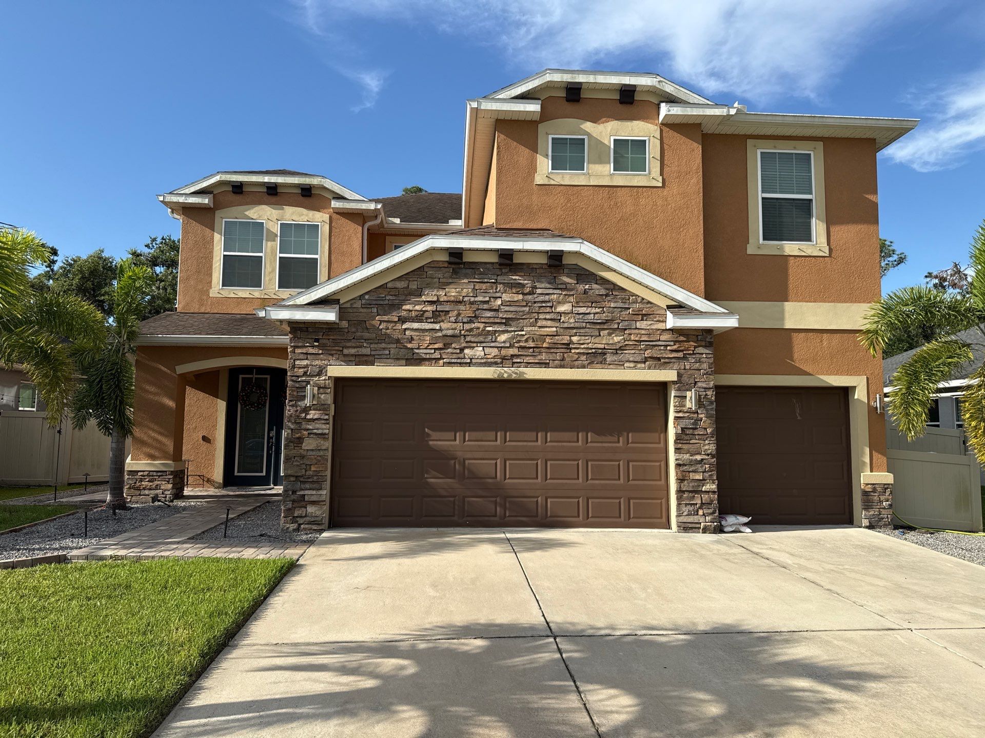 Full Exterior Cleaning – Two-Story House, Gutters, and Fence in Old Mill Preserve, Palmetto, FL by Sunshine AquaWash