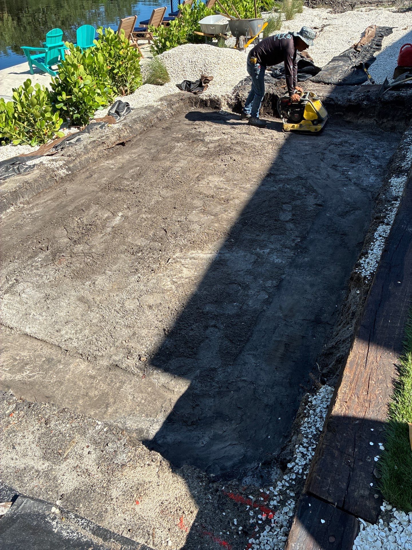 Grading back yard oasis by Level One Grading