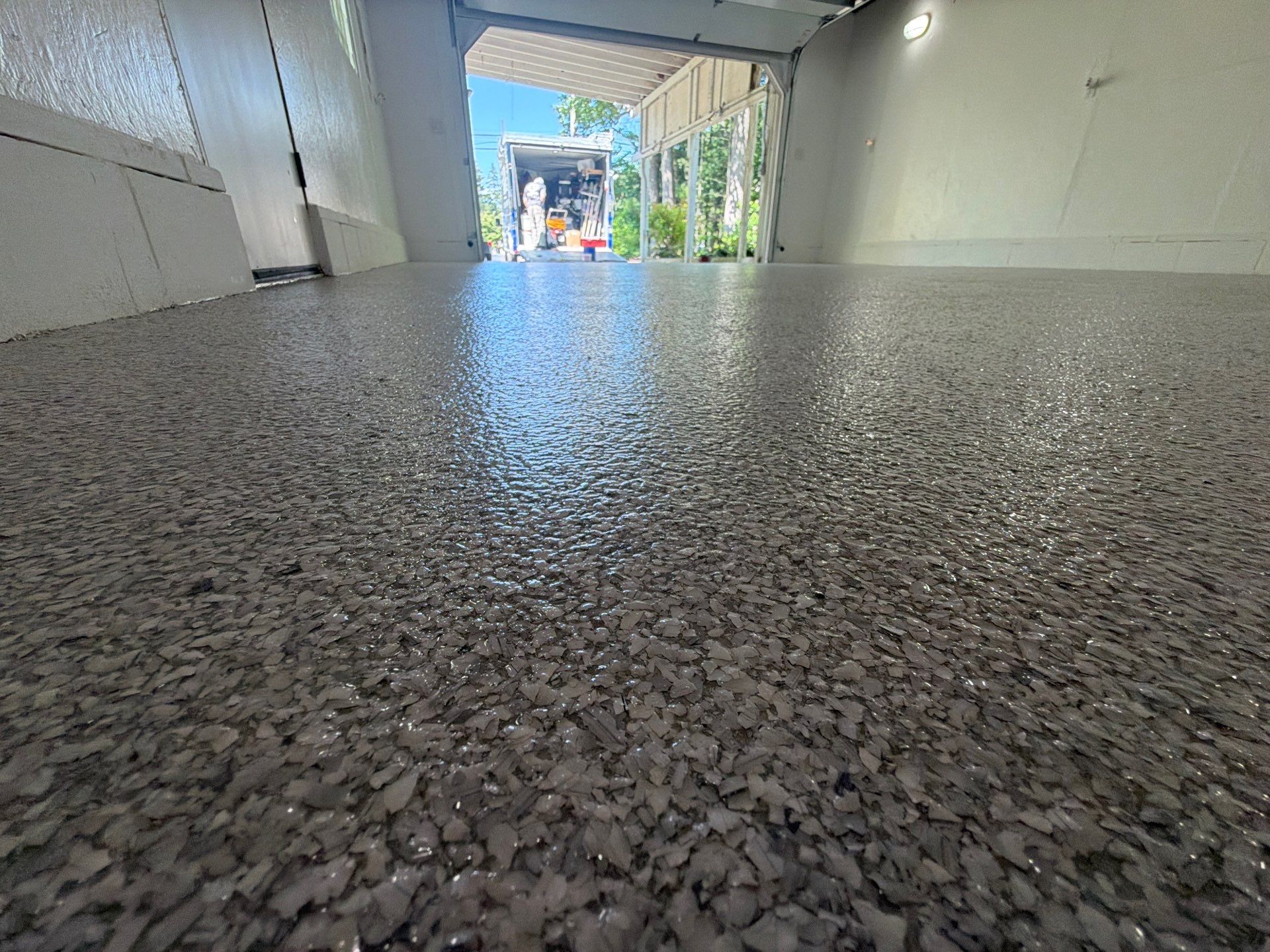 Custom Epoxy Flake Garage Floor Installation in Muskegon by Gordon Painting