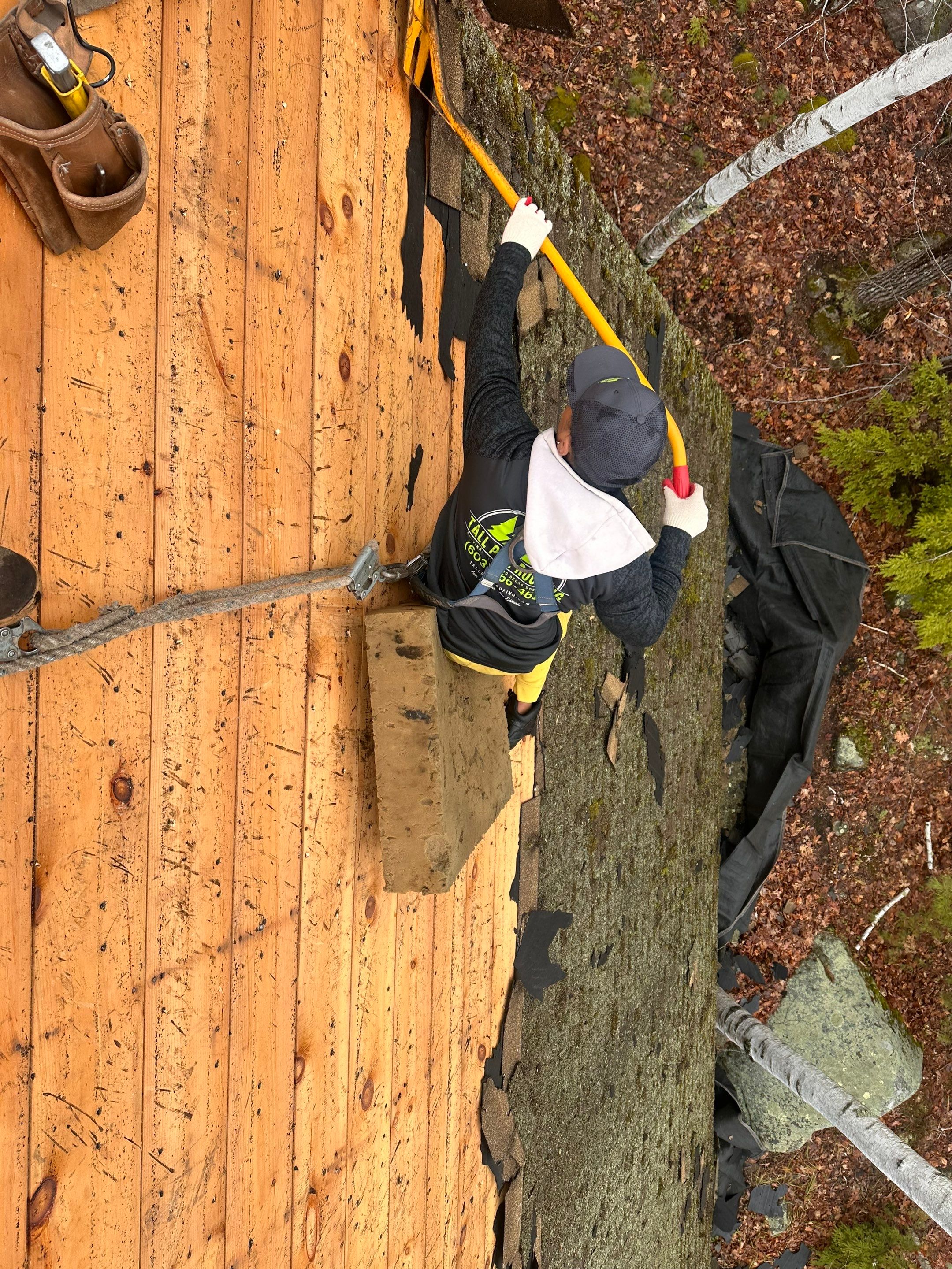 Asphalt Shingle Roof Replacement for Raymond Lakefront A-Frame Cabin by Tall pine roofing