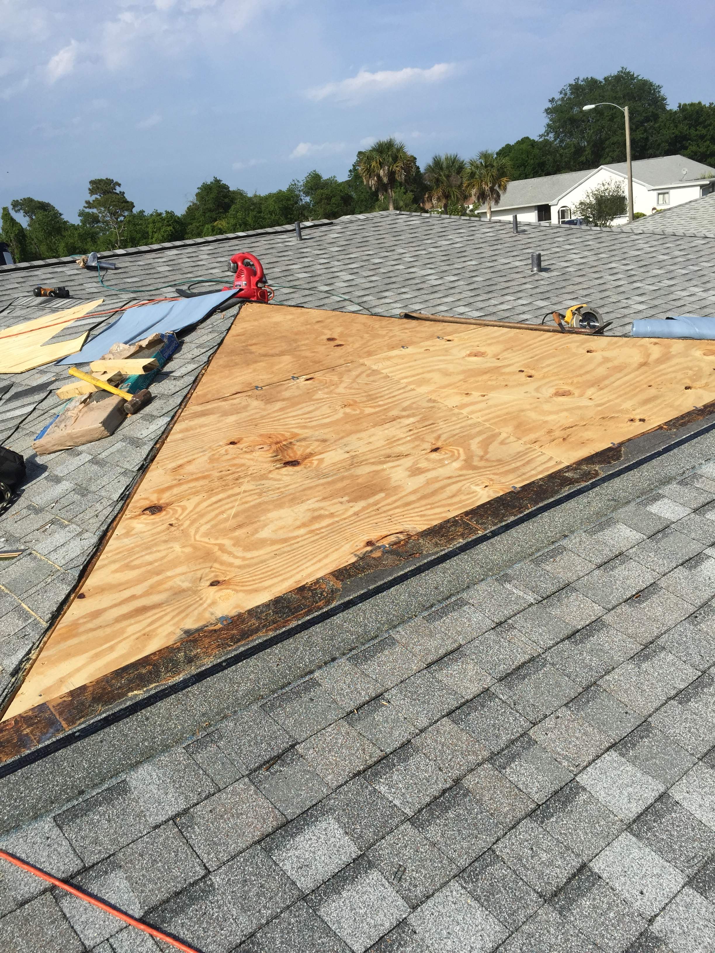 Structural Roof Repair to Correct Sagging and Install New Sheathing by Florida Roofing and Renovations Inc.