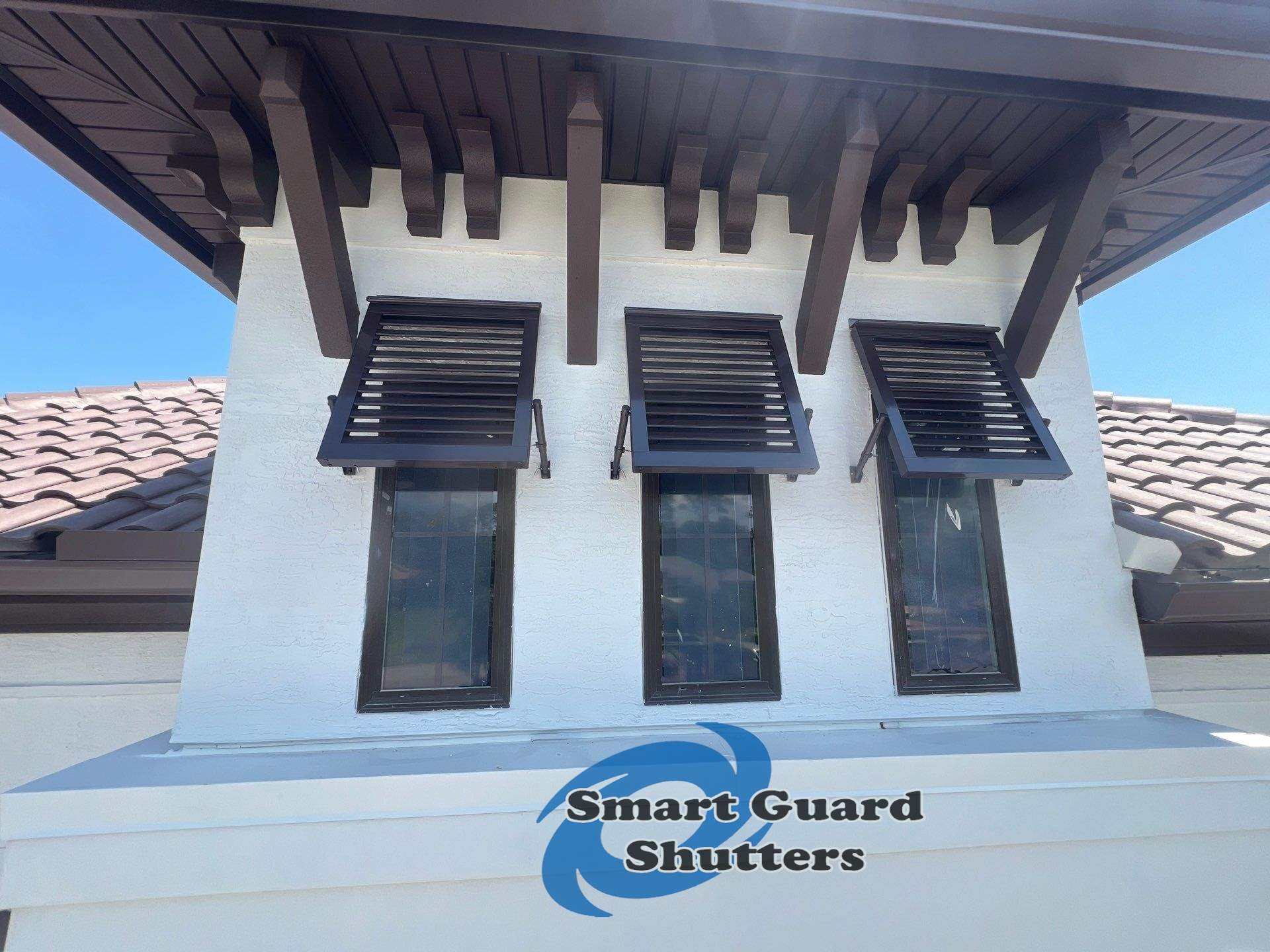 Decorative Bahamas in Grey Brown by Smart Guard Shutters