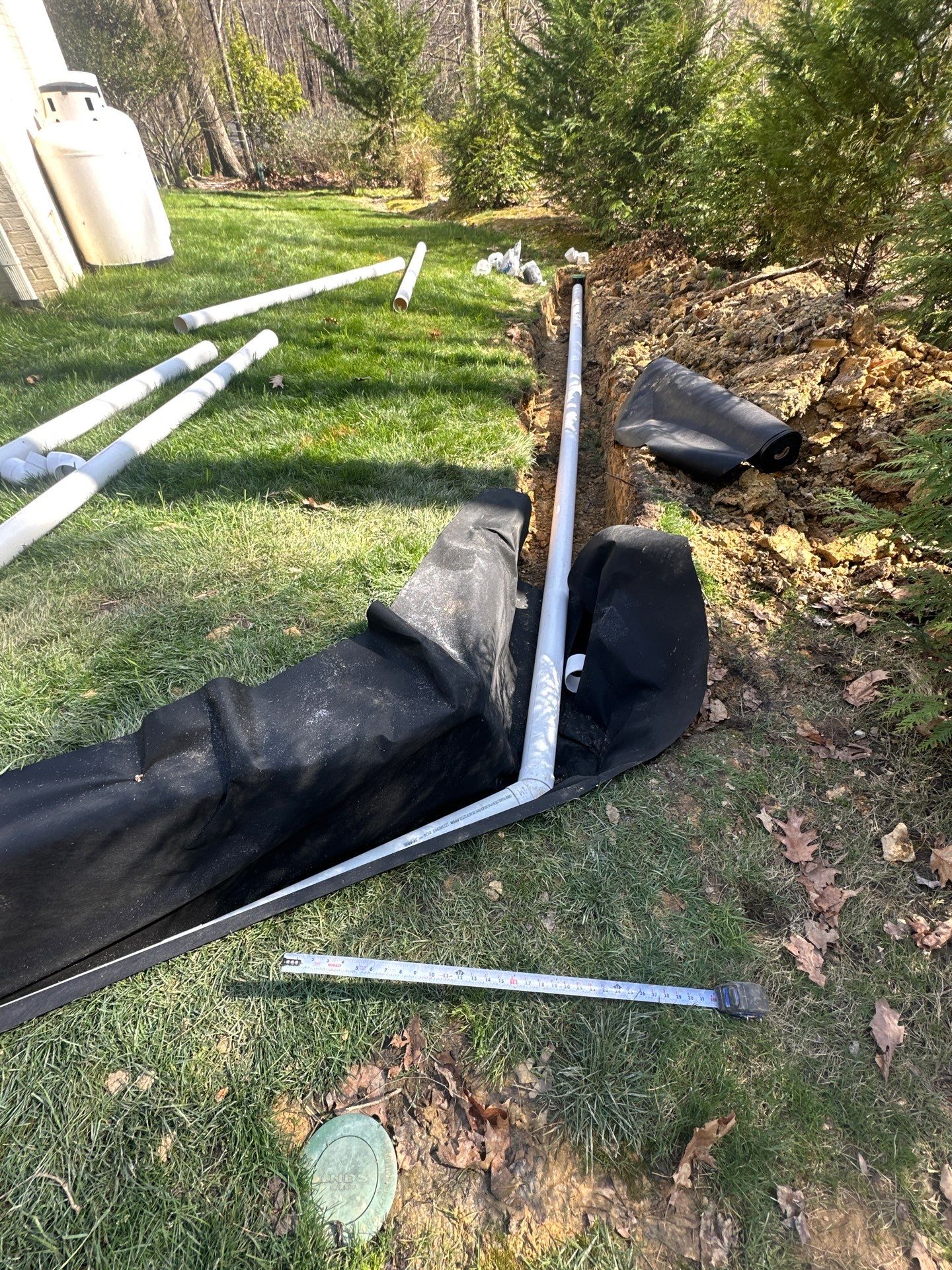 Foundation drainage system in Durham by Martinez Brother’s Nc Landscaping Inc
