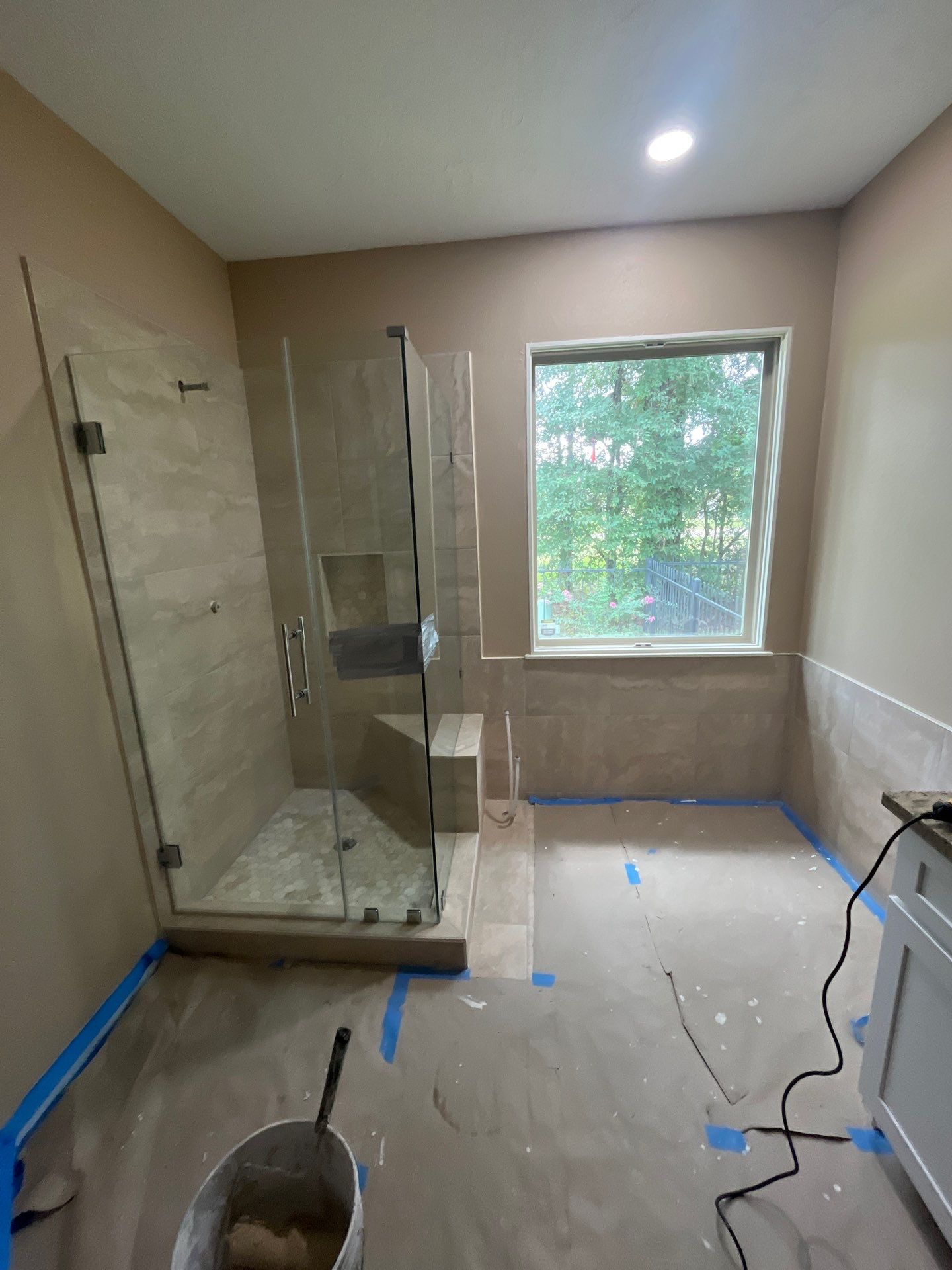 Bathroom Remodel using Water mitigation equipment by L&T General Contractors and Restoration INC
