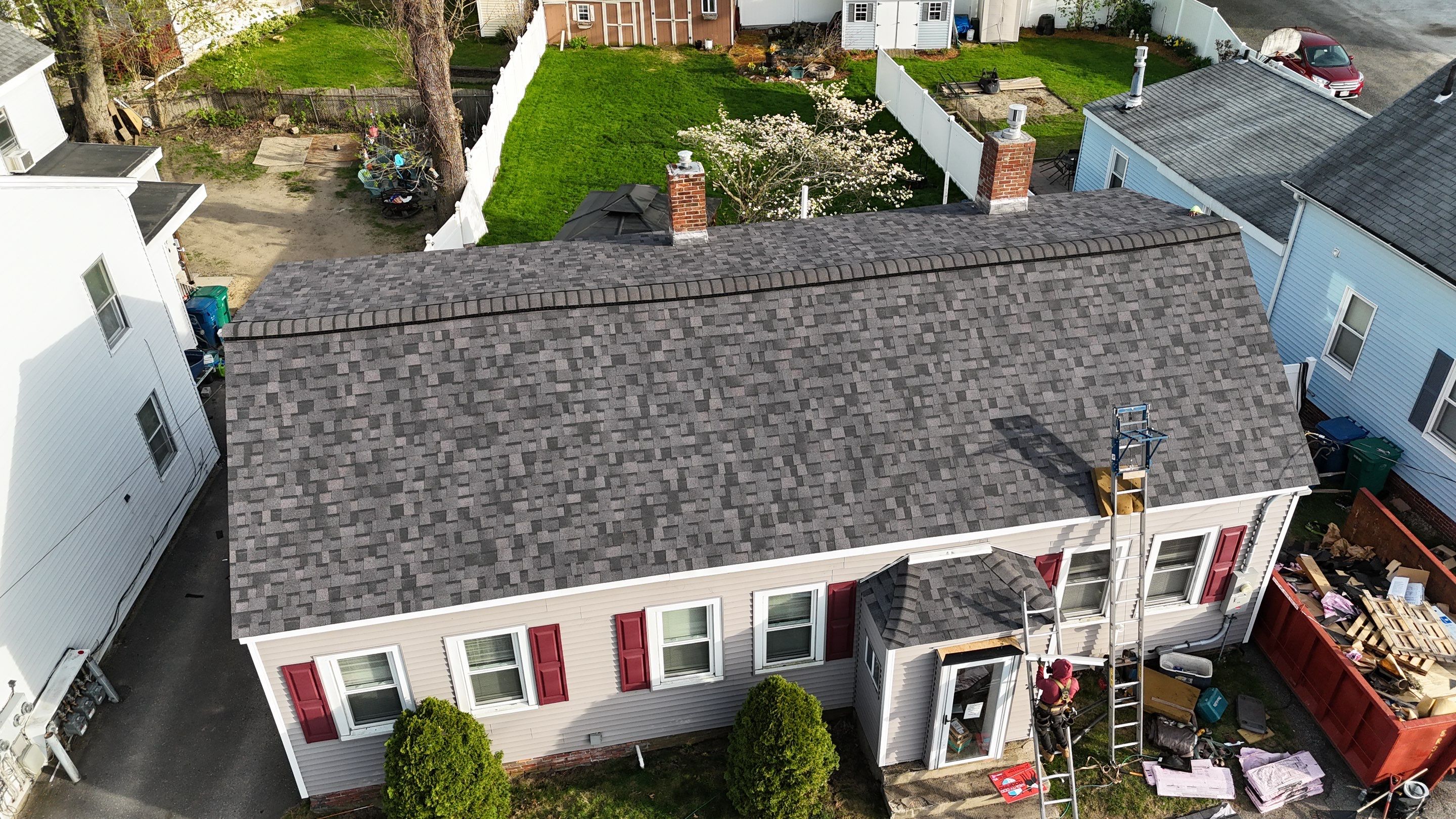 Roof Replacement with Owens Corning TruDefinition Shingles in Midnight Plum by Mighty Dog Roofing of Greater Middlesex County