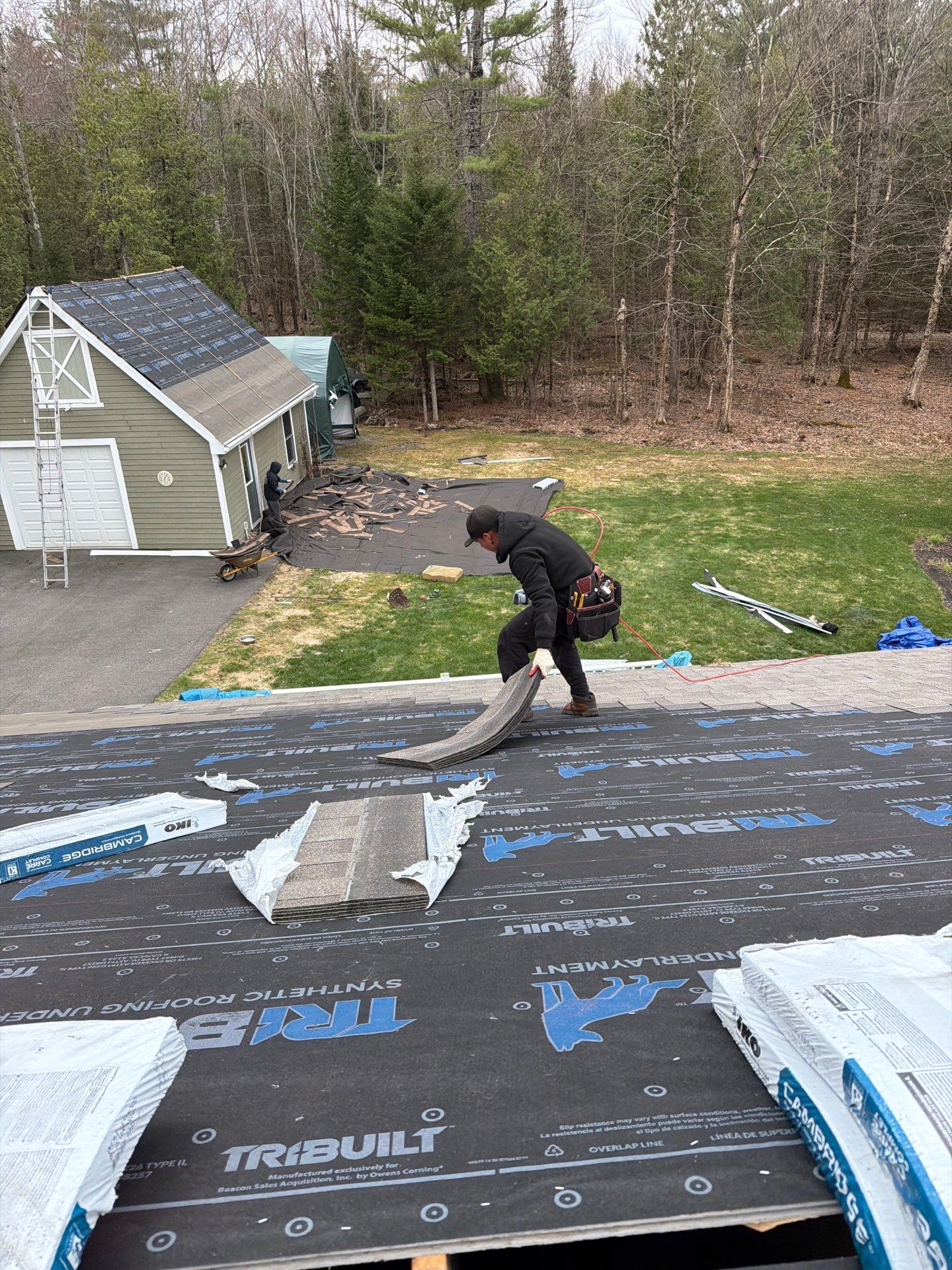 Asphalt Roof Replacement with IKO Cambridge Shingles in Fairfield, ME by Tall pine roofing