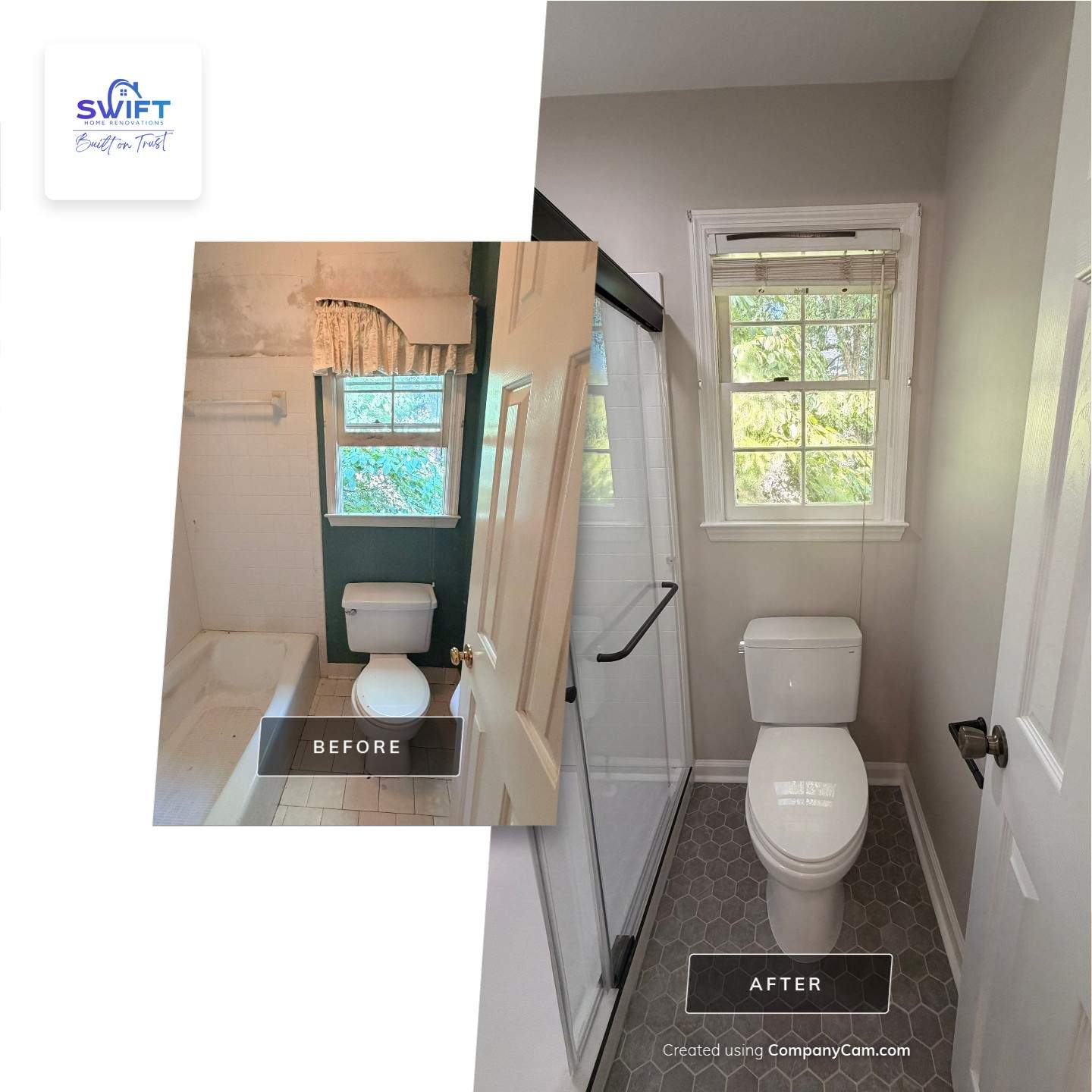 Modern Bathroom Remodel With Quartz Countertops and Hexagonal Tile in Acworth by Swift Home Renovations