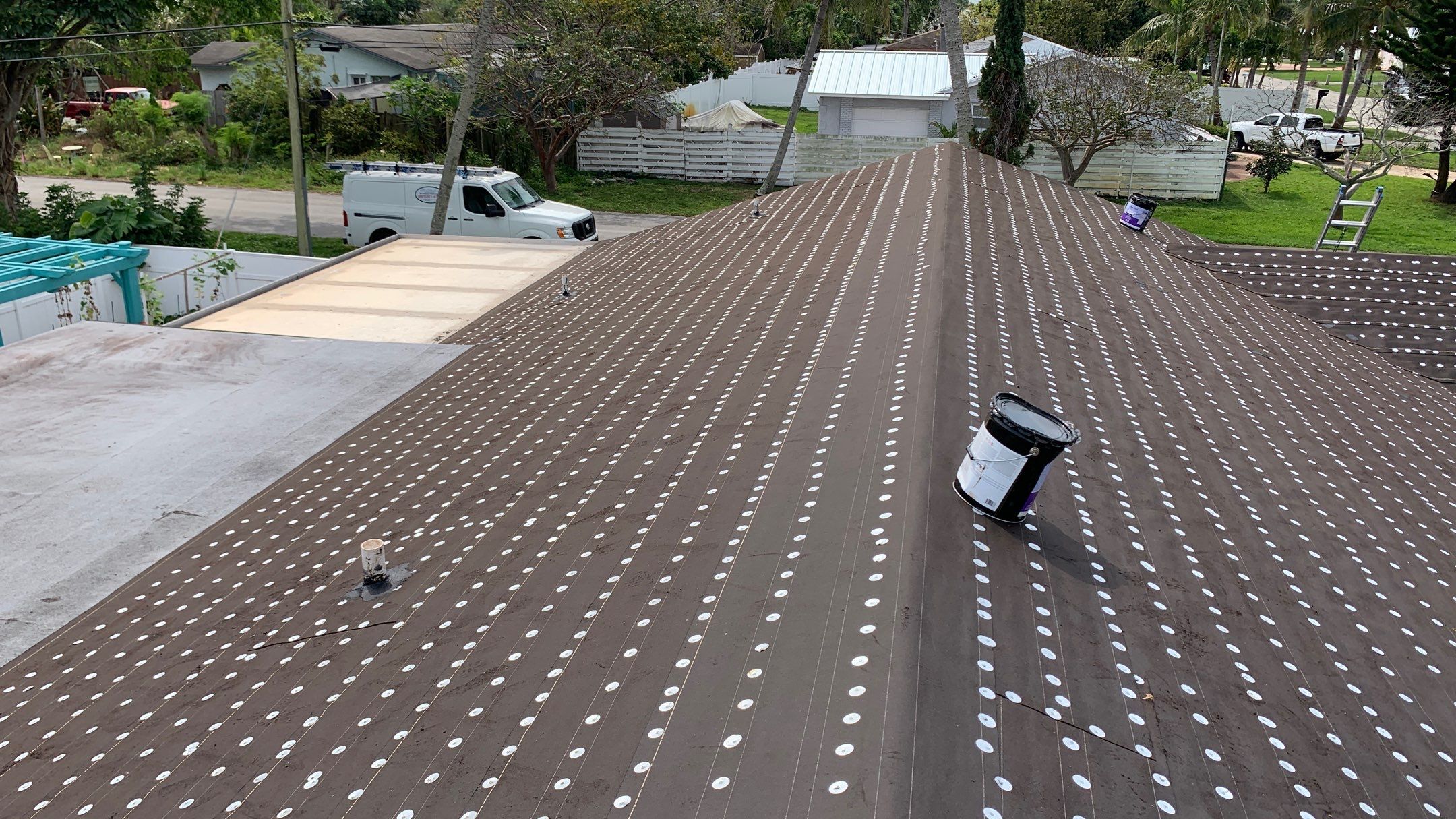 Residential Roofing Installation using 1" Nail strip metal roof by BLUES BROTHERS ROOFING