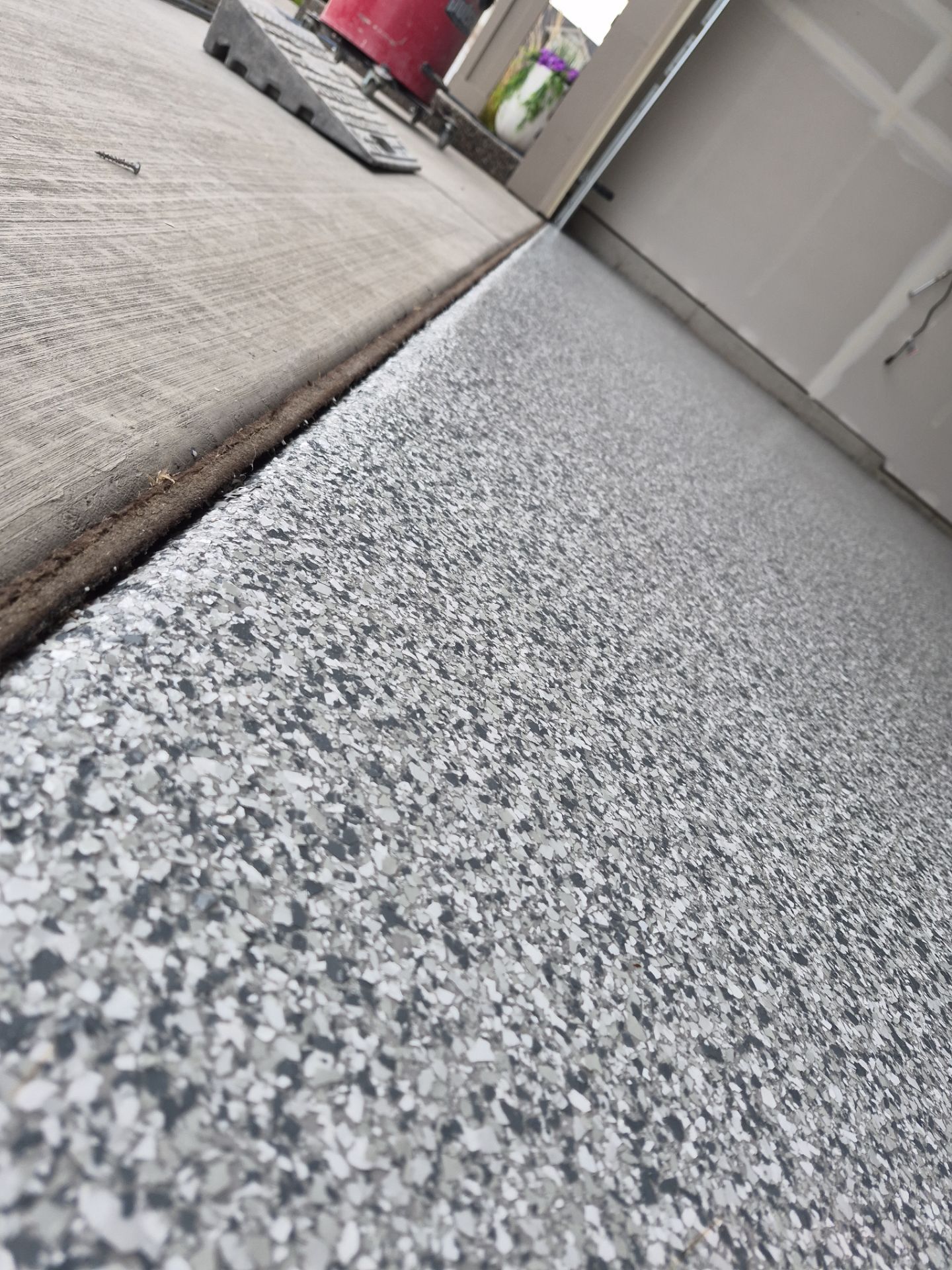Slatestone Polyaspartic Garage Floor Coating in Post Falls by Croc Coatings, LLC