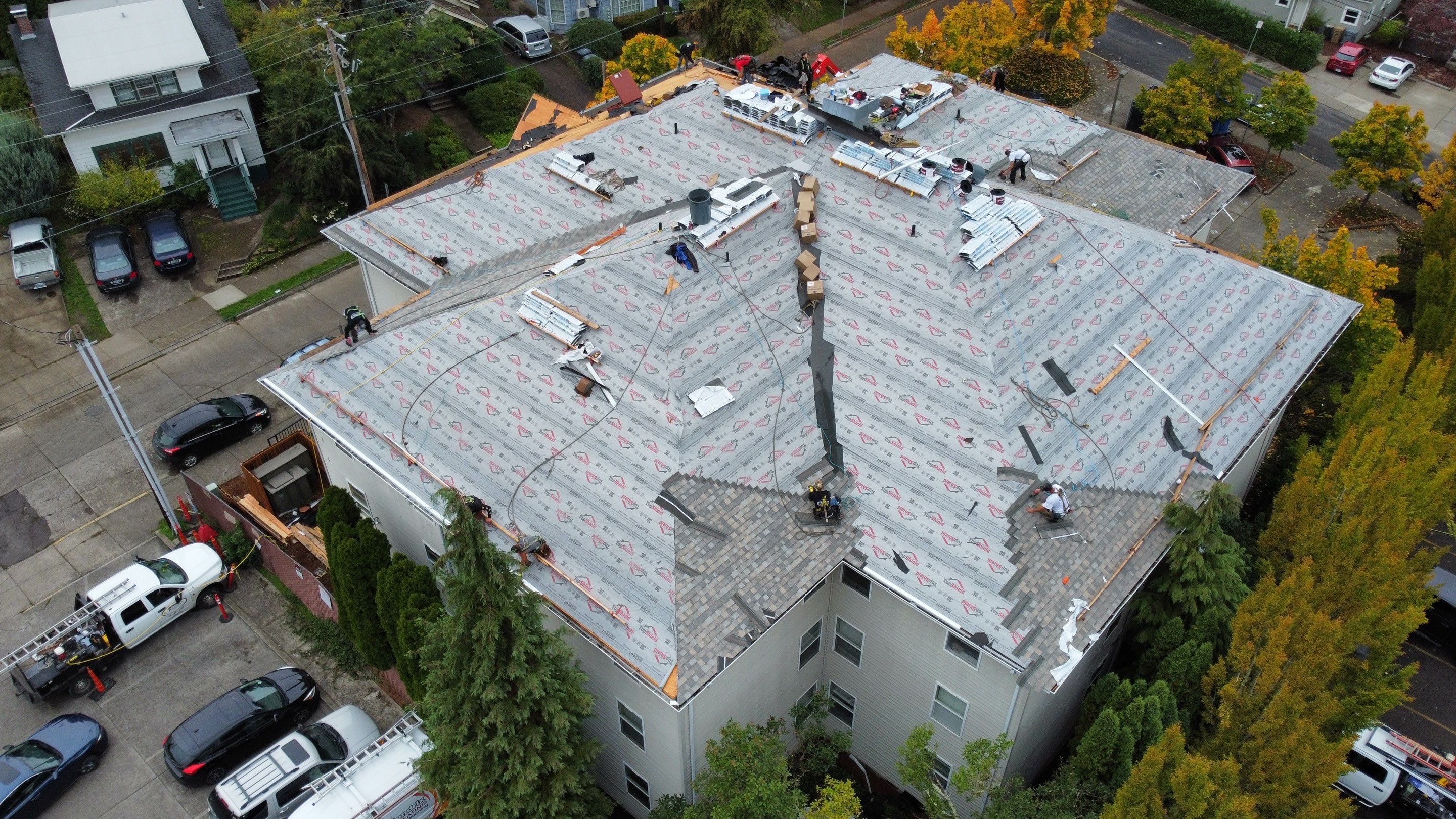 Commercial Roofing Installation using IKO Dynasty (Color: Biscayne) by Orezona Building & Roofing Company, Inc.