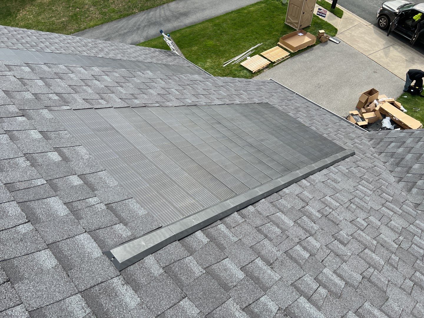 Solar Roof Replacement using GAF Timberline Solar Shingles by American Home Contractors