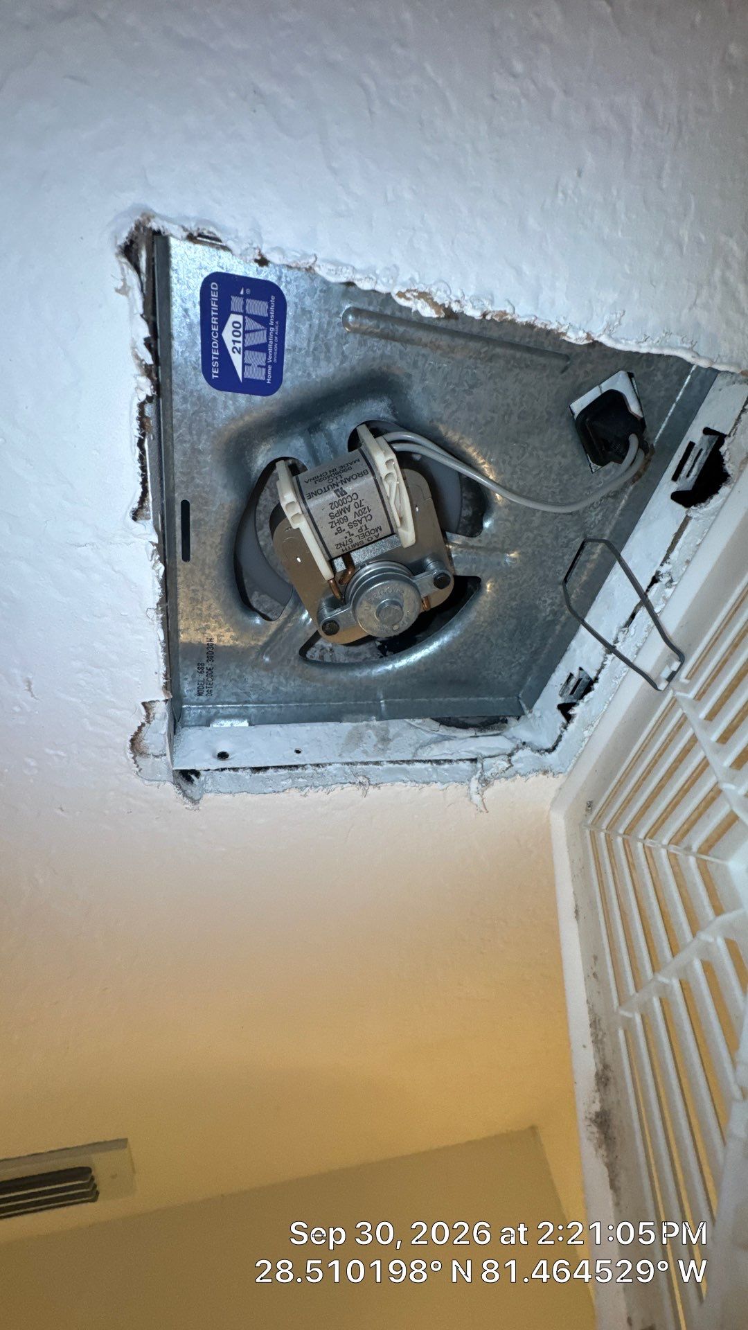 Bath Fan Exhaust Cleaning in Orlando by Hygienic Air, Inc