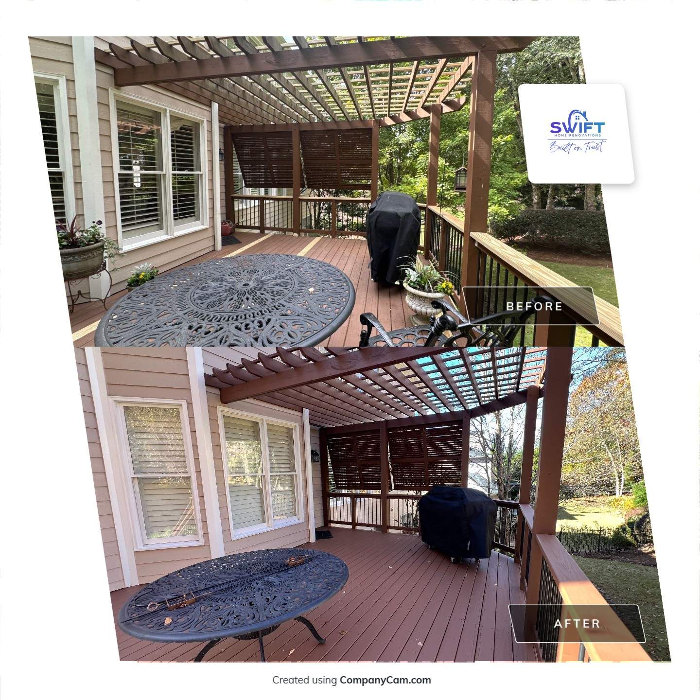 Exterior Deck and Pergola Staining Project in Kennesaw by Swift Home Renovations