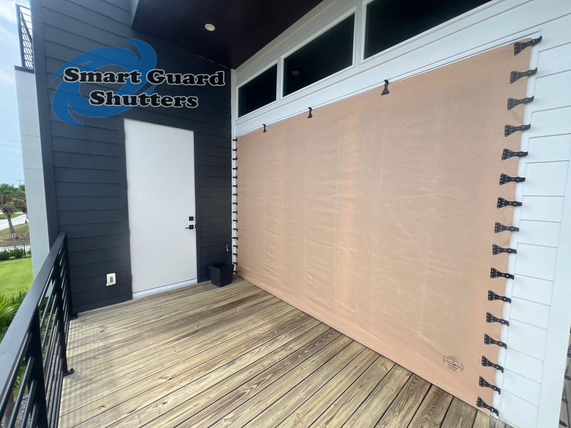  AstroGuard Hurricane Fabric & Impact Bahamas in Jet Black by Smart Guard Shutters