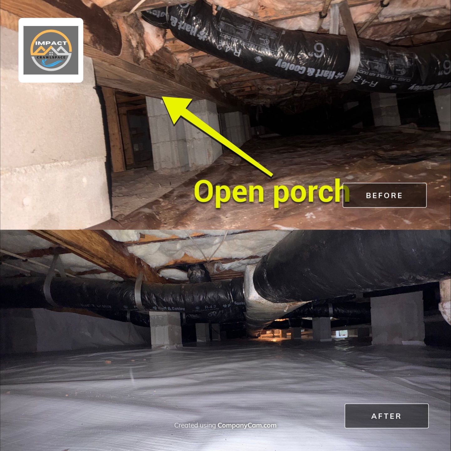 Moisture Barrier, Mold Clean, Structural Repair, Dehumidifier, R19 Insulation. by Impact Crawlspace