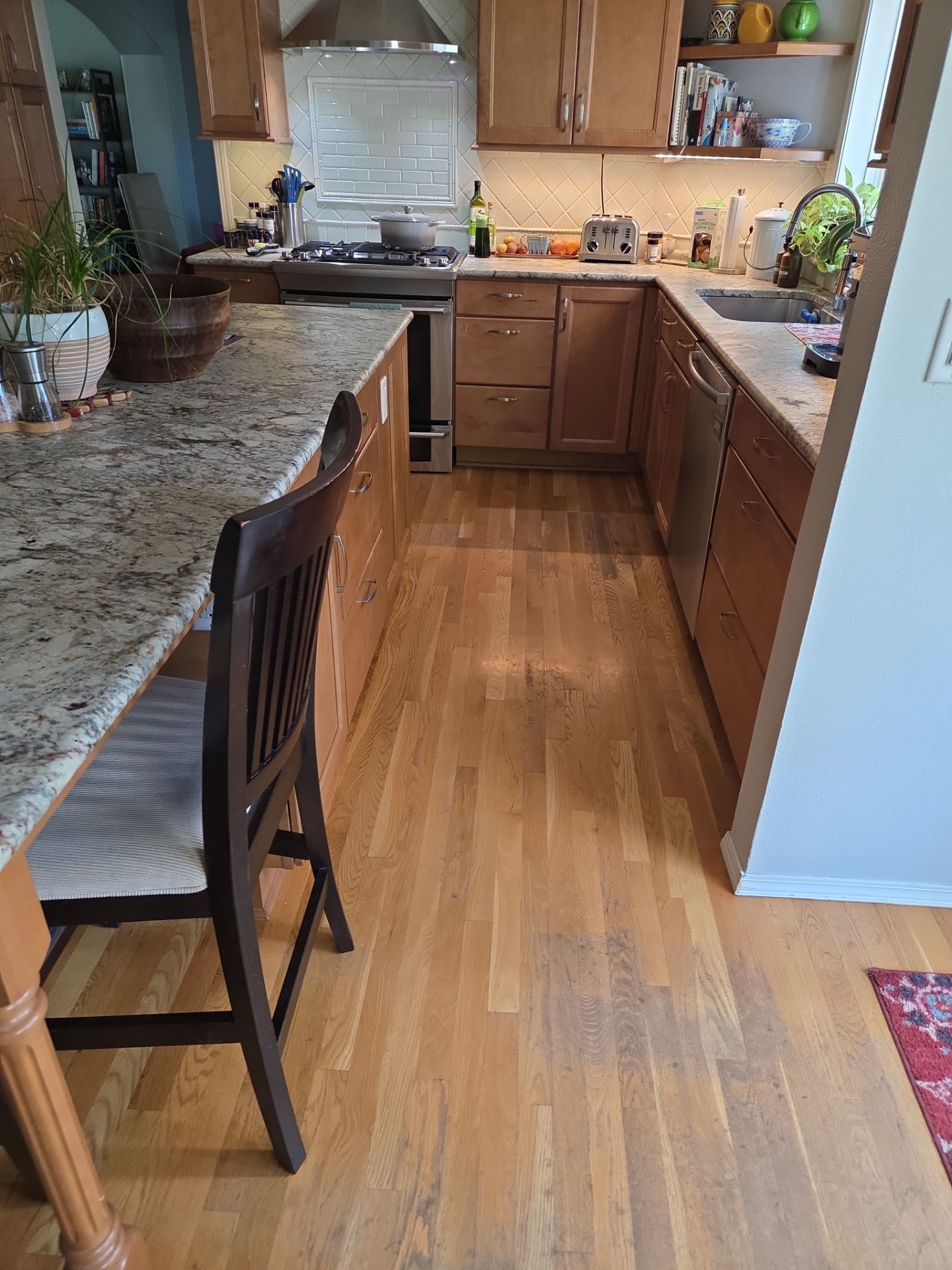 Natural Oak Hardwood Flooring Refinish in Milwaukie by American Made Construction
