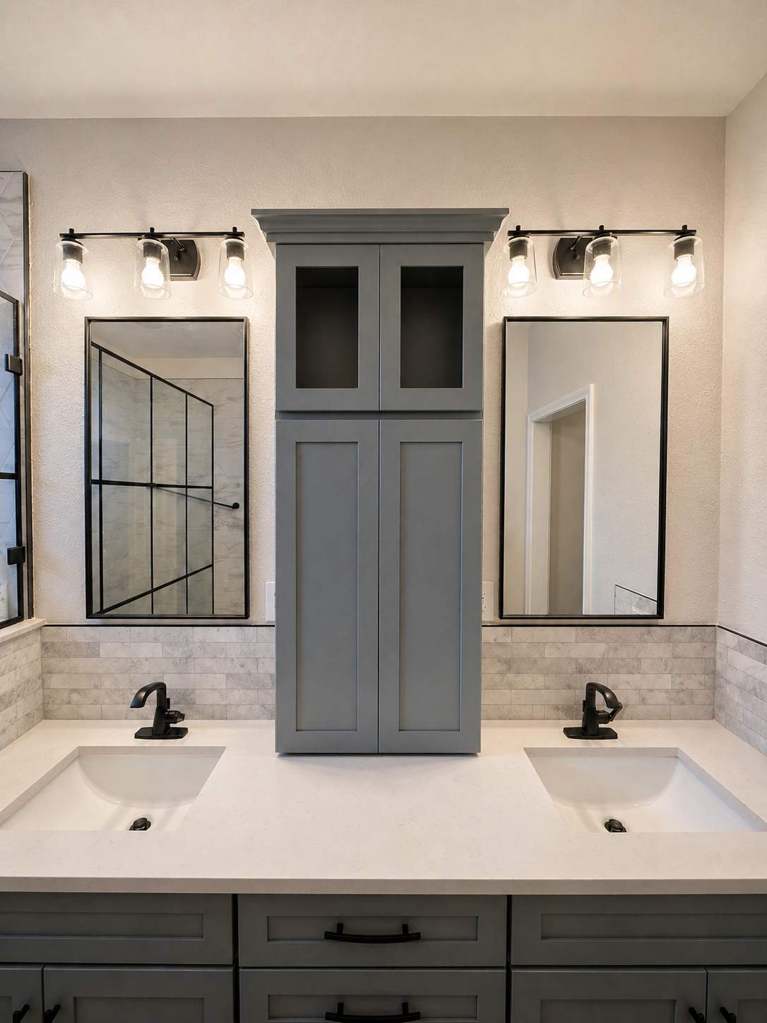 Stone Oak Bathroom Remodel with Paned Shower Glass by Legacy Bath and Kitchen
