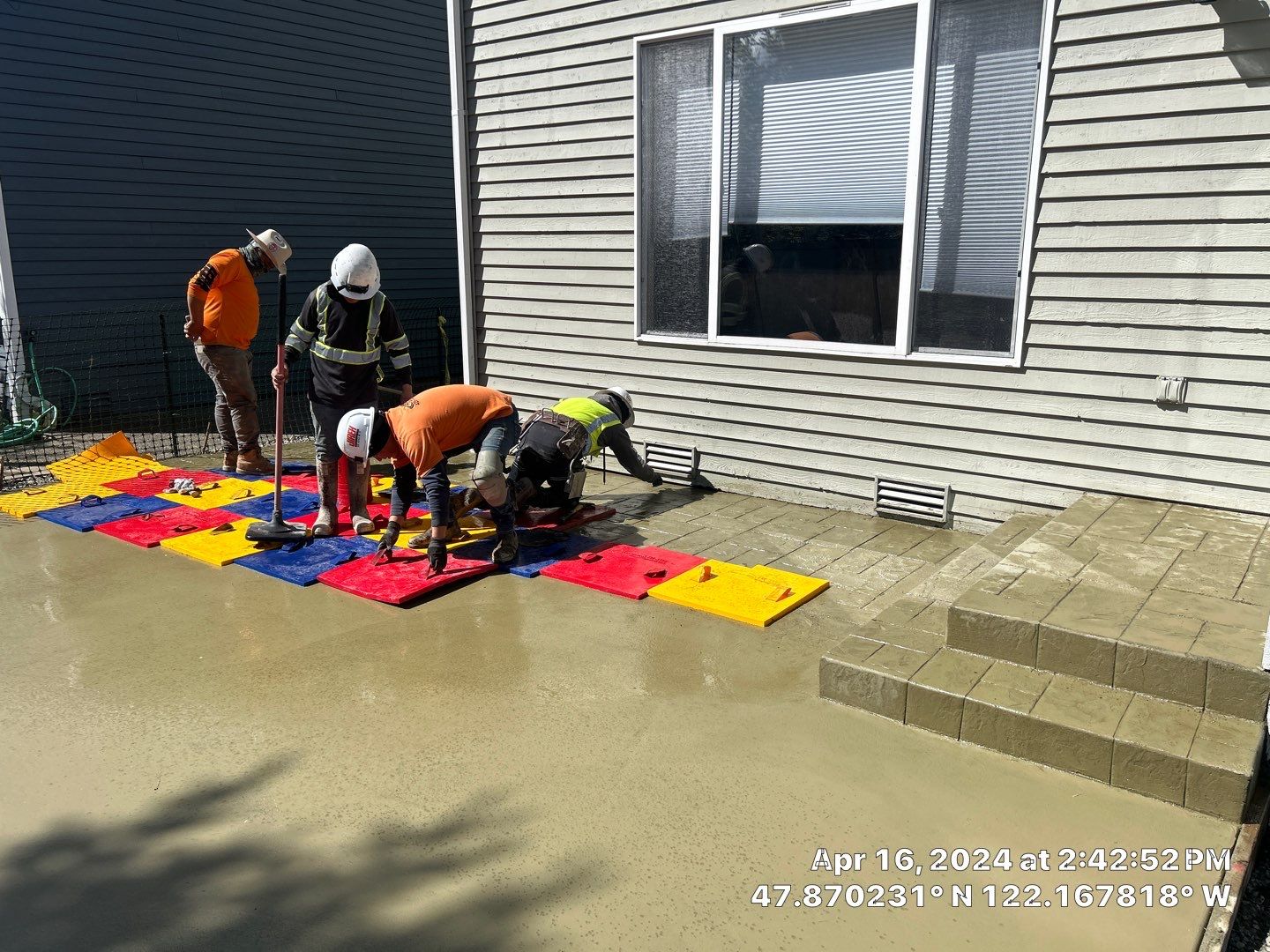 Benedict | Stamped Concrete Back Patio by Jireh Asphalt & Concrete Inc 