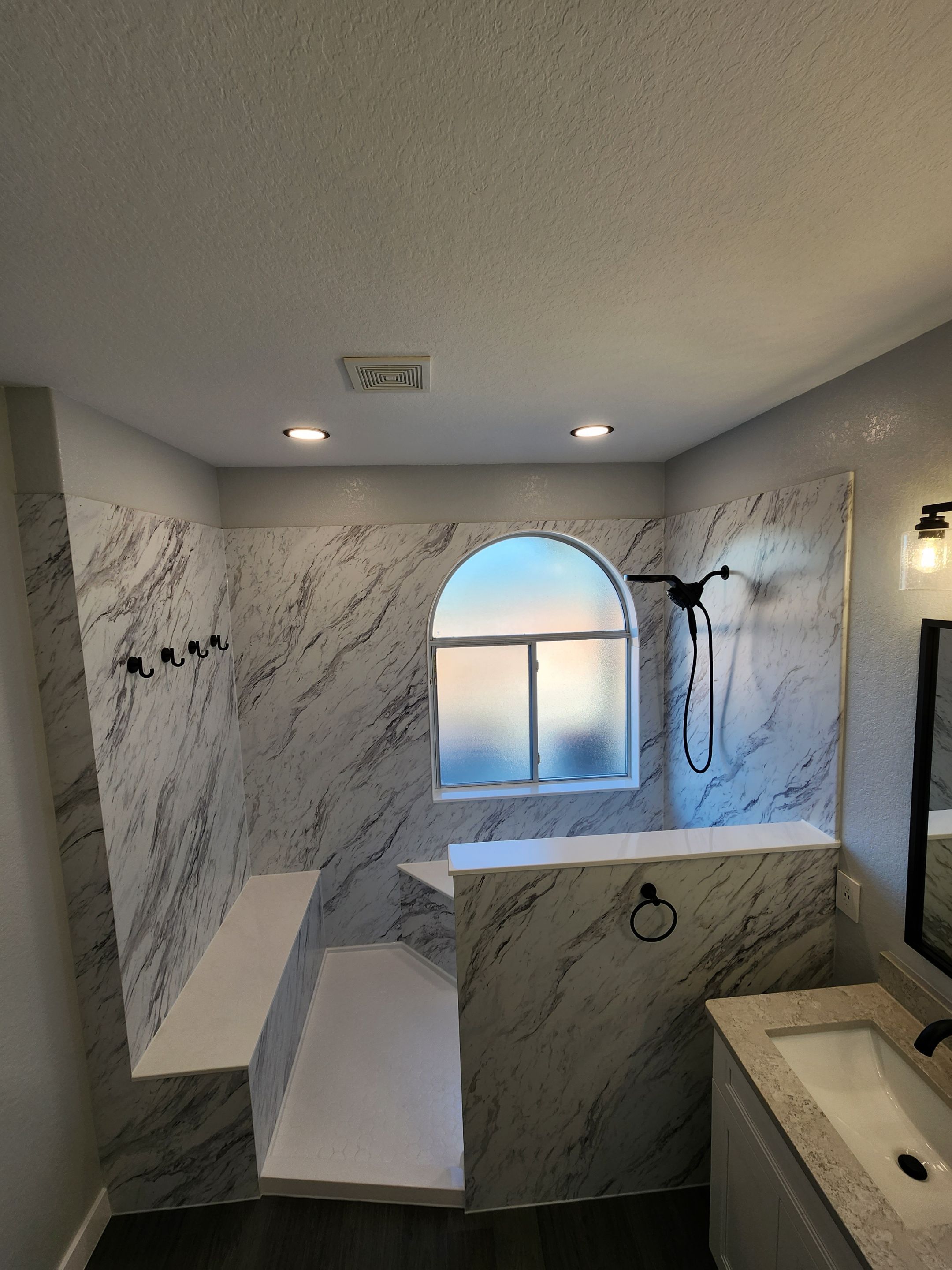 Cibolo Large Walk-In Shower Remodel with Hidden Niche and Smart Shower Controls by Legacy Bath and Kitchen