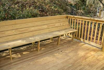 Deck Resurface with Wood Bench Install Using Pressure Treated Pine