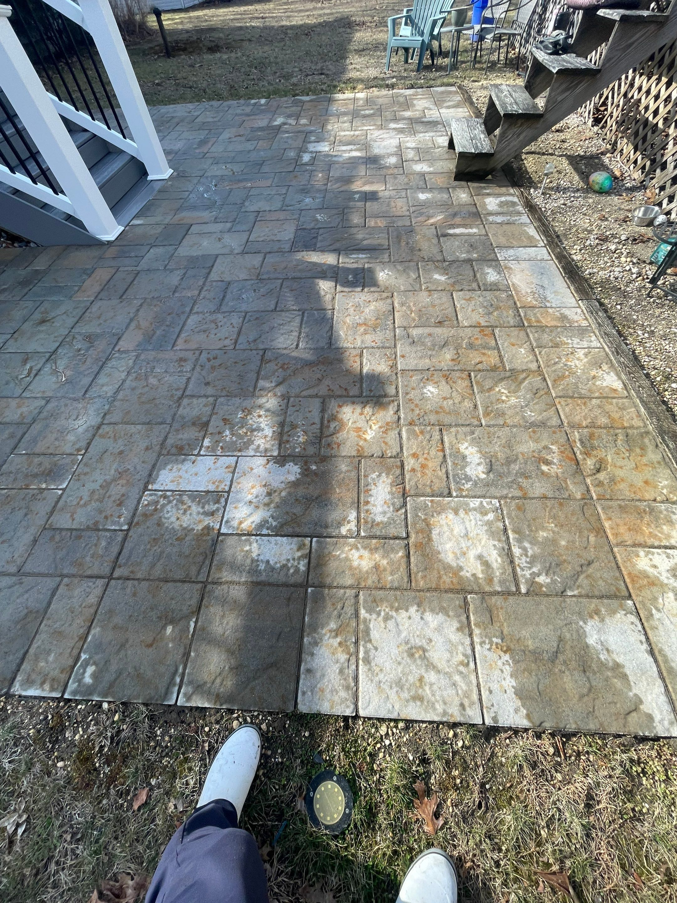 Pressure treated wood deck cleaned by SJ Exterior