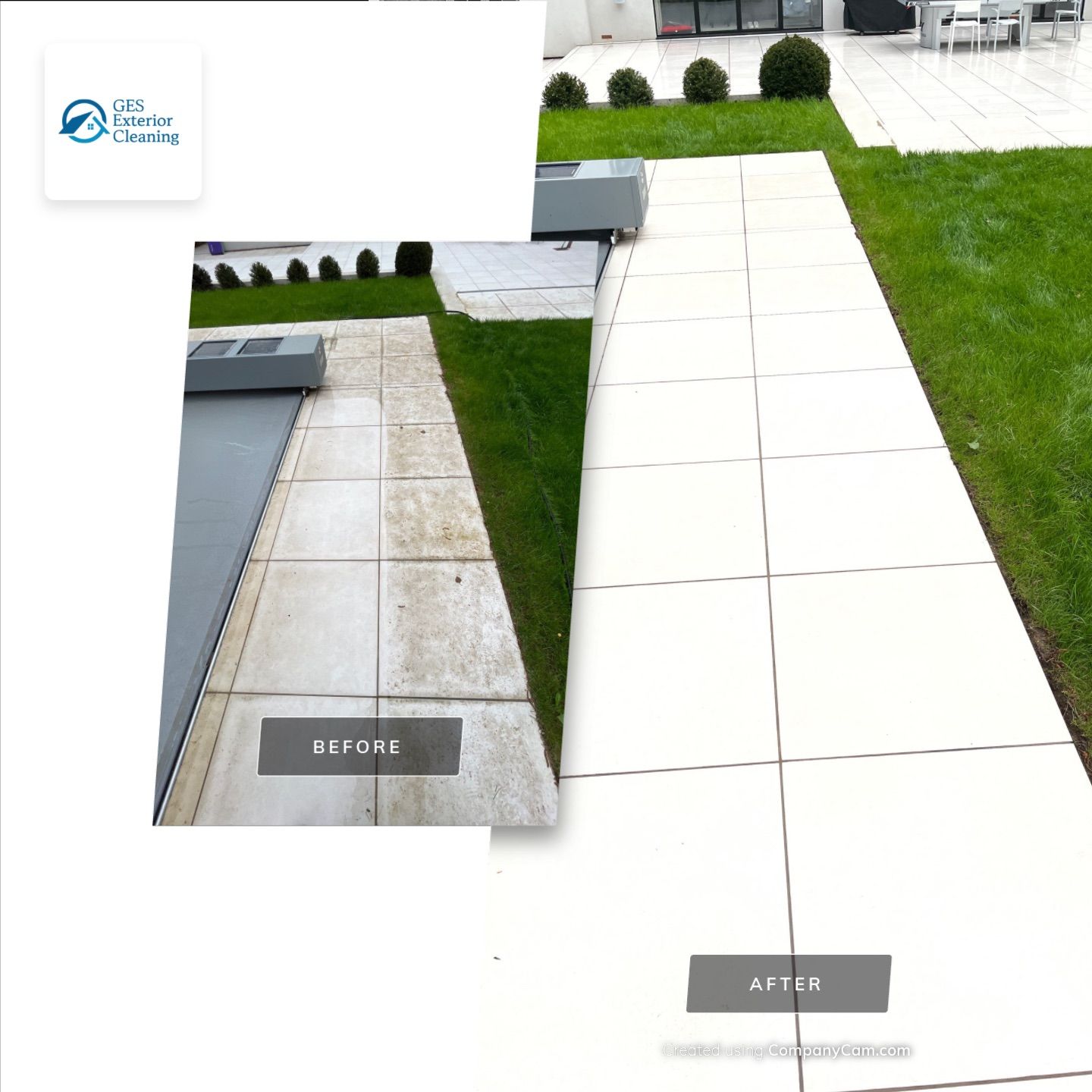 Porcelain Patio Clean using Honda 15lpm Low Pressure Washing Machine by Ges Exterior Cleaning ltd