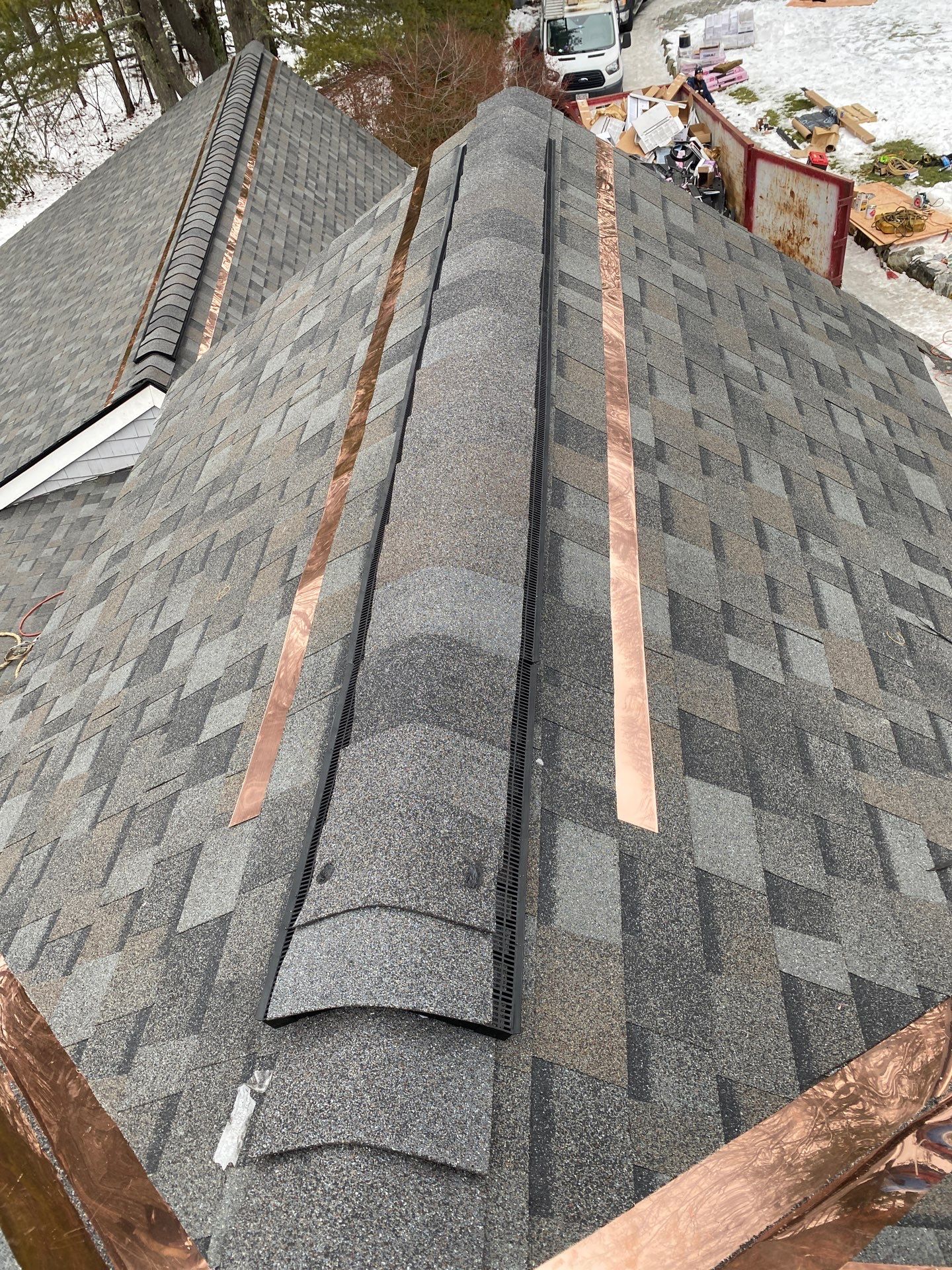 Carlisle Roofing Installation using Owens Corning Shingles and Copper by Mighty Dog Roofing of Greater Middlesex County