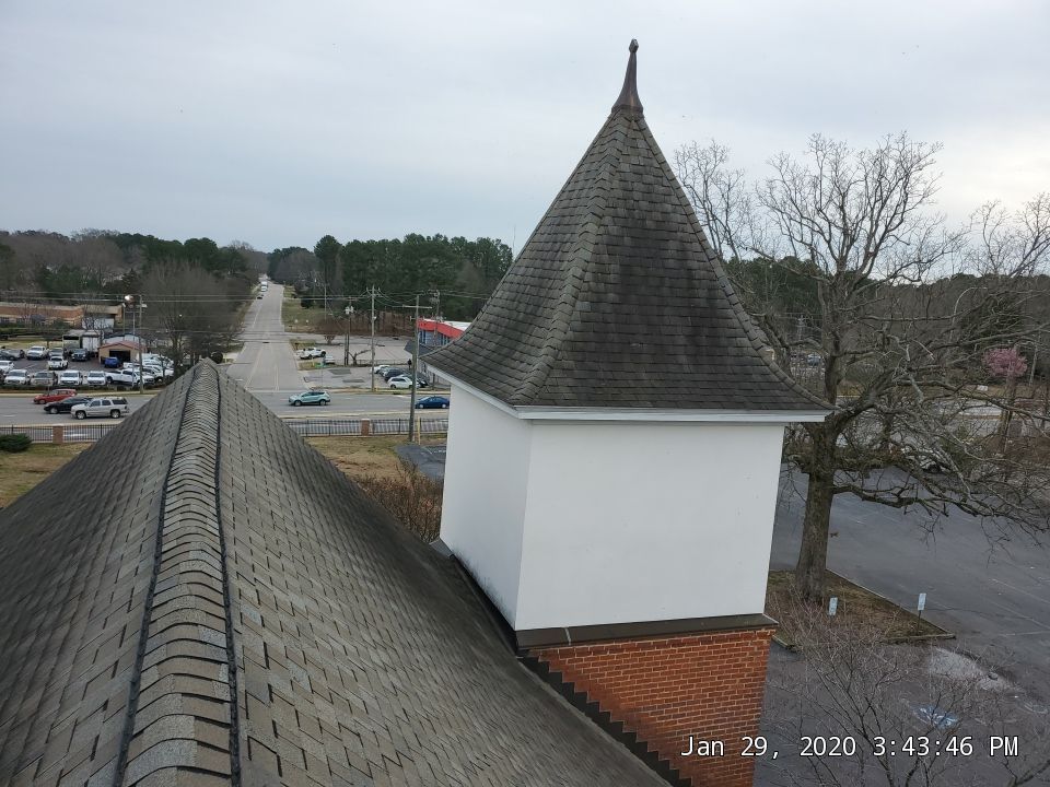 Roof replacement in Church by hail and wind damage by Just Brilliant Restoration JBR