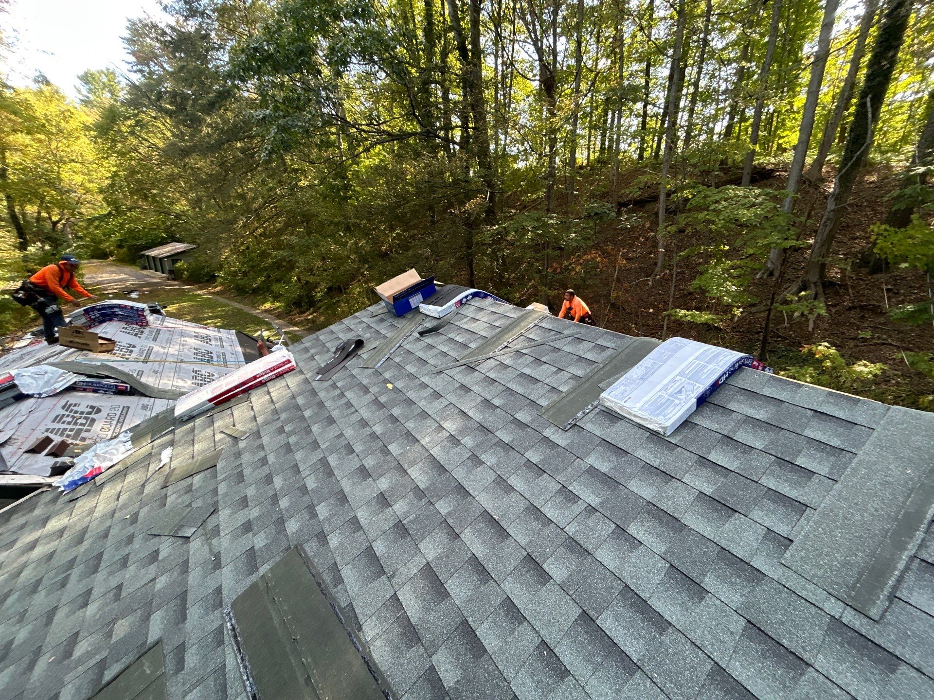 Residential Roofing Installation using GAF Timberline HDZ Williamsburg Slate by Rainstoppers Roofing