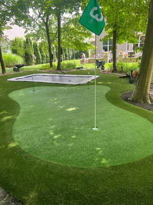 Green and Lawn around trampoline Galena, OH