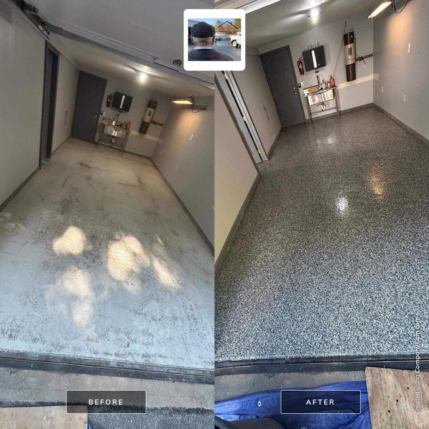 Concrete Floor Coating Transformation by DiGiorgi Roofing and Siding Inc
